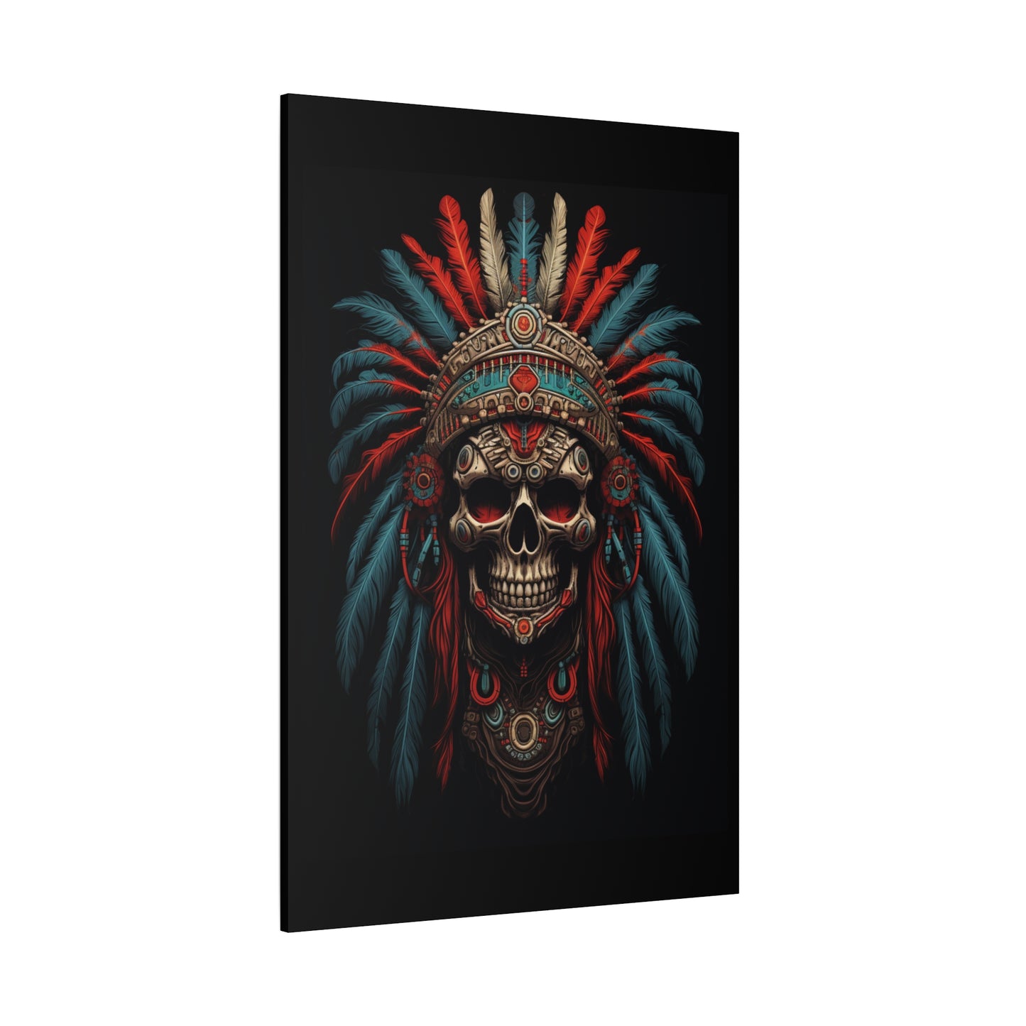 Skull- Bohemian Skull Warrior Canvas Art Print, Stretched Artwork for Home Decor, Tribal Wall Art, Unique Gift, Boho Aesthetic Rhythm & Drip Canvas Rhythm & Drip Apparel