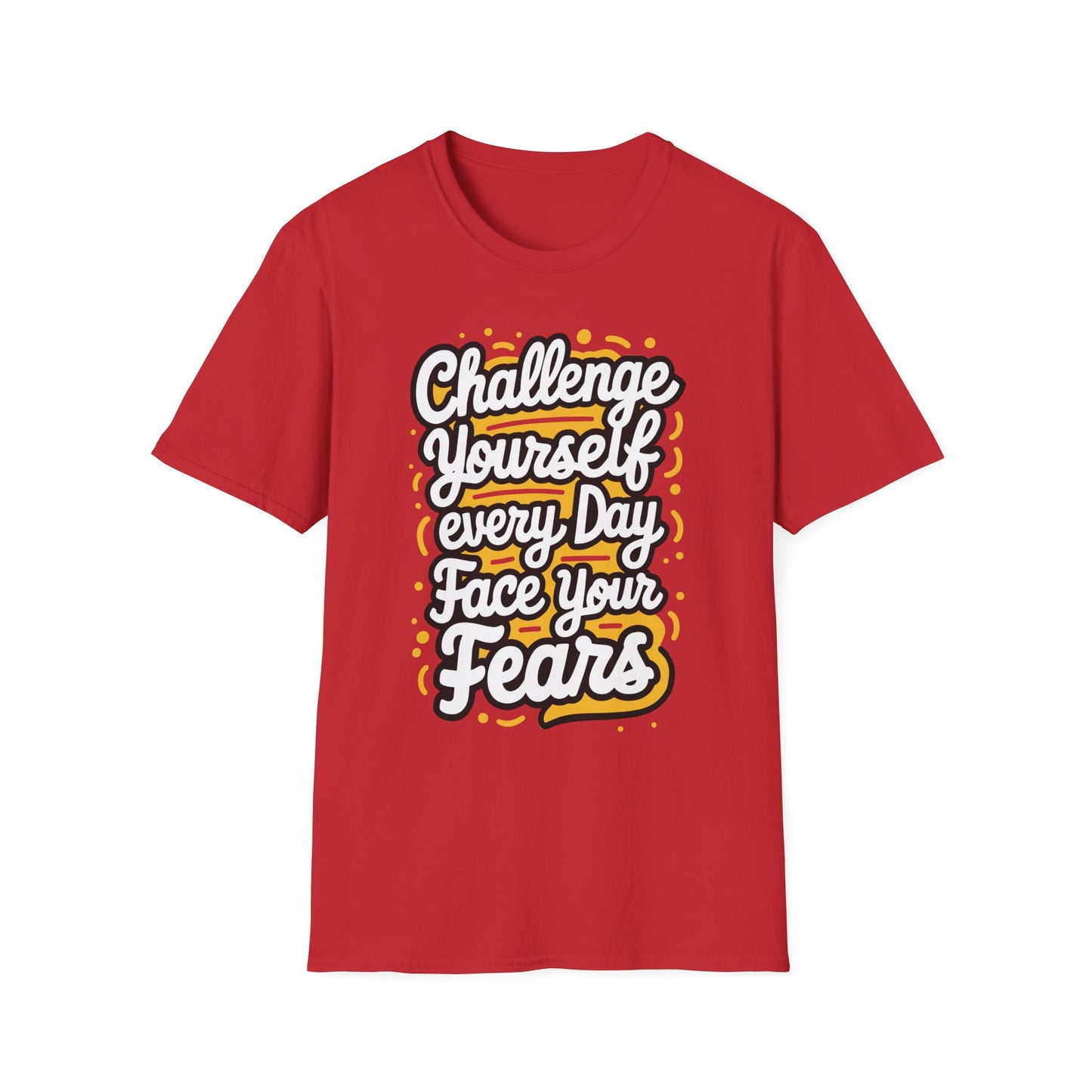 Inspirational Unisex Softstyle T-Shirt - 'Challenge Yourself Every Day, Face Your Fears'
