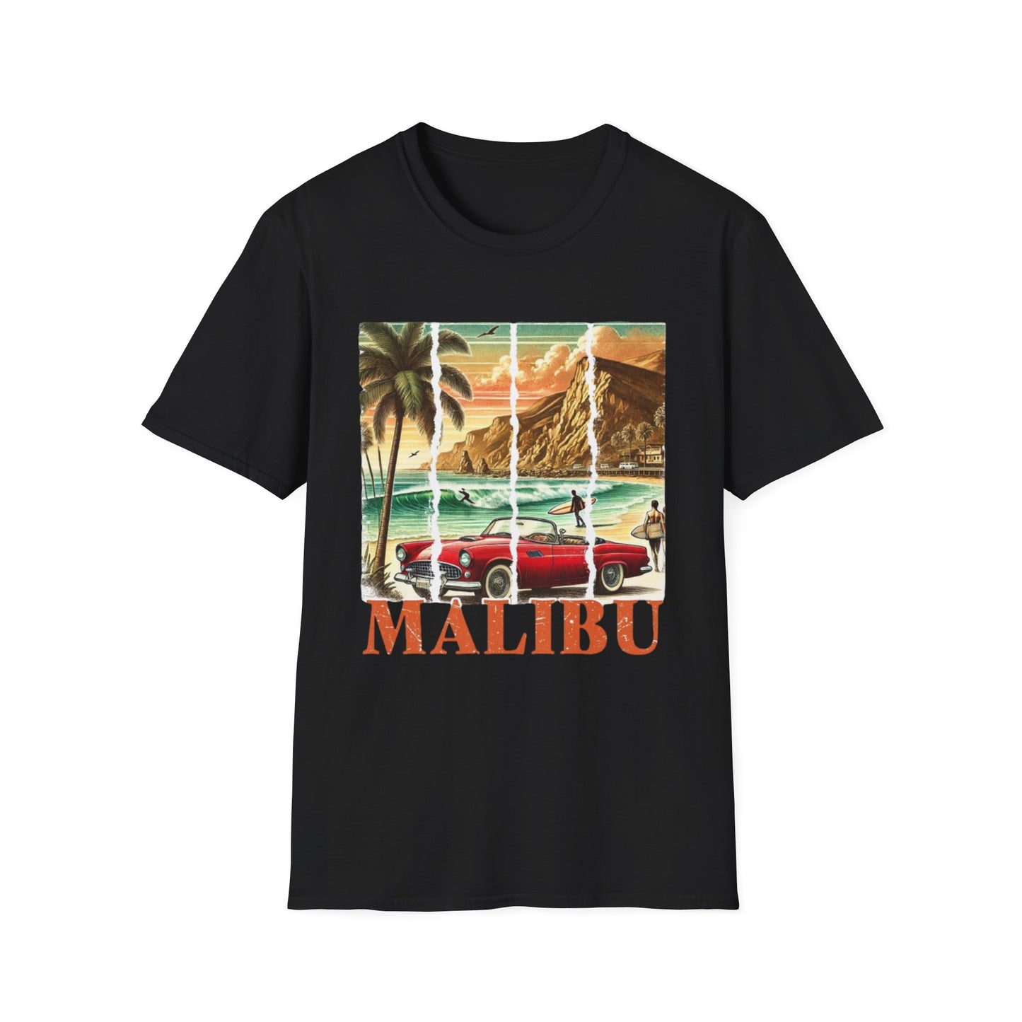 Summer- Malibu Vintage T-Shirt Black Printify T-Shirt Rhythm & Drip Apparel