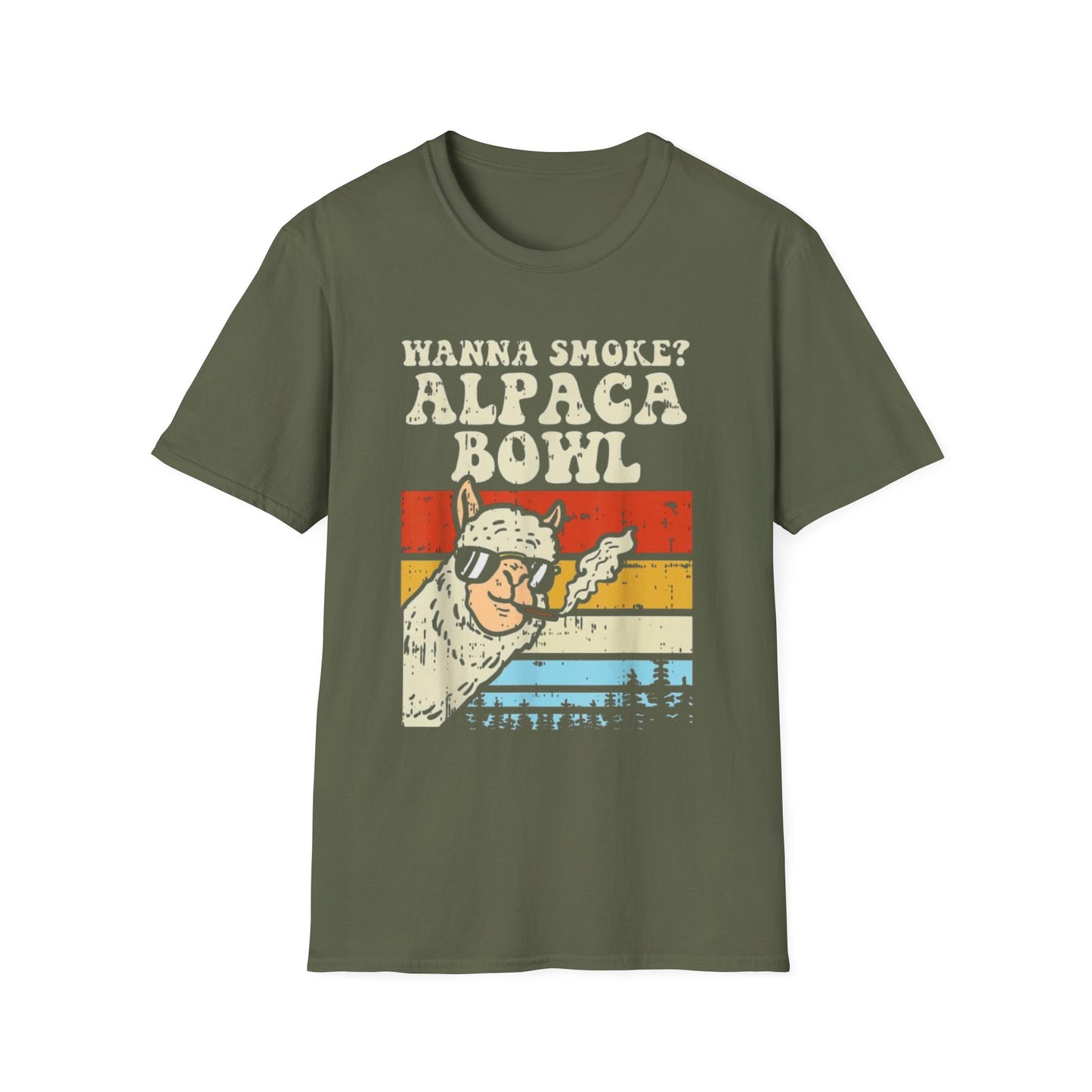 Alpaca Bowl T-Shirt Military Green Printify T-Shirt Rhythm & Drip Apparel