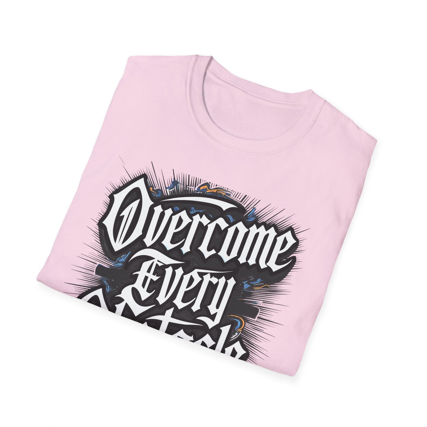 Inspirational Unisex Softstyle T-Shirt – "Overcome Every Obstacle"