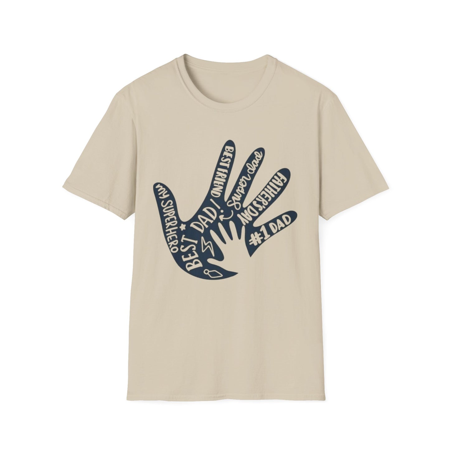 Best Dad Handprint T-Shirt Sand Printify T-Shirt Rhythm & Drip Apparel