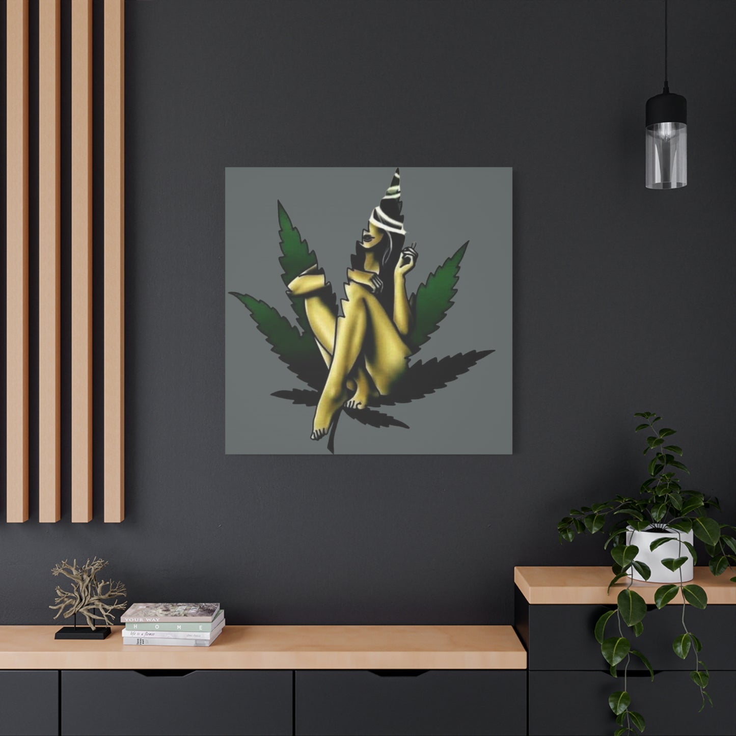 420- Artistic Cannabis Wall Canvas, Stretched Wall Art, Home Decor, Unique Gift, Bohemian Vibe, Chill Atmosphere Rhythm & Drip Canvas Rhythm & Drip Apparel