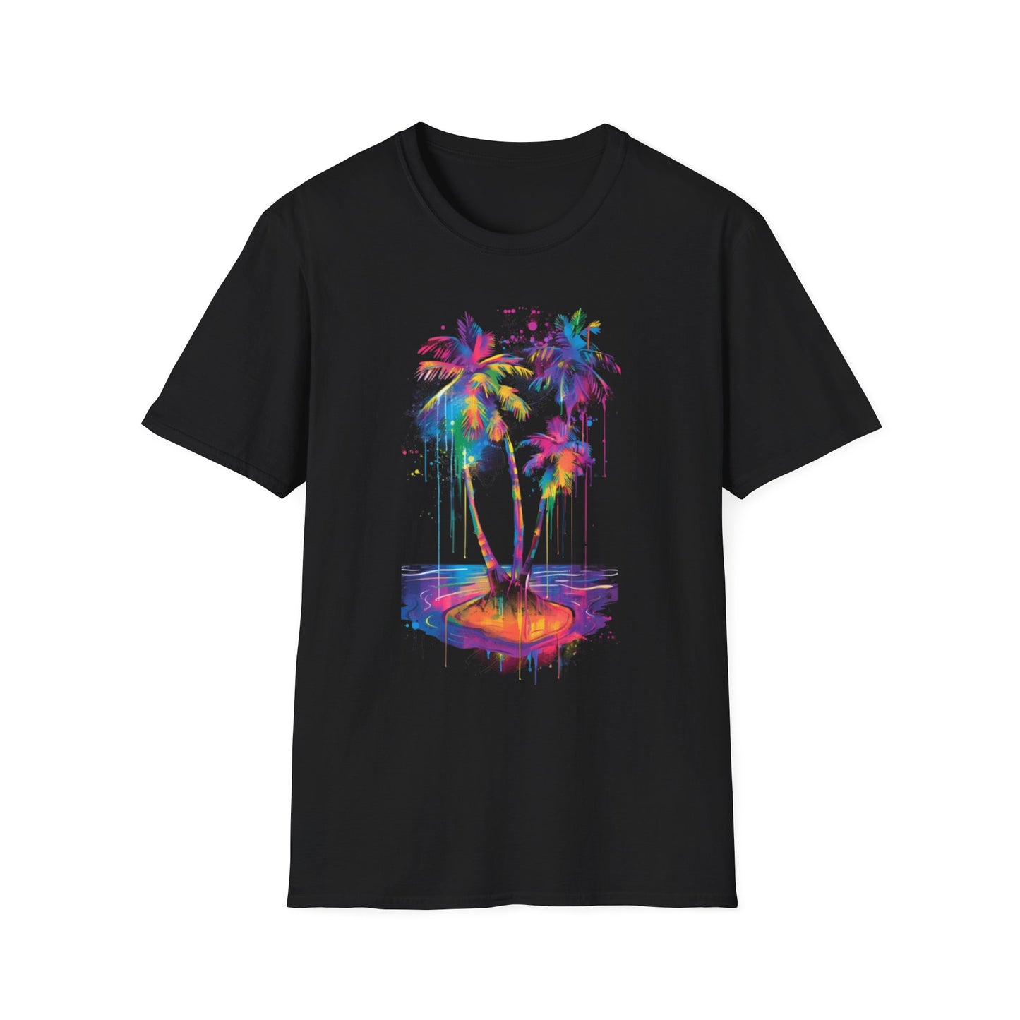 Vibrant Palm Tree T-Shirt Black Printify T-Shirt Rhythm & Drip Apparel