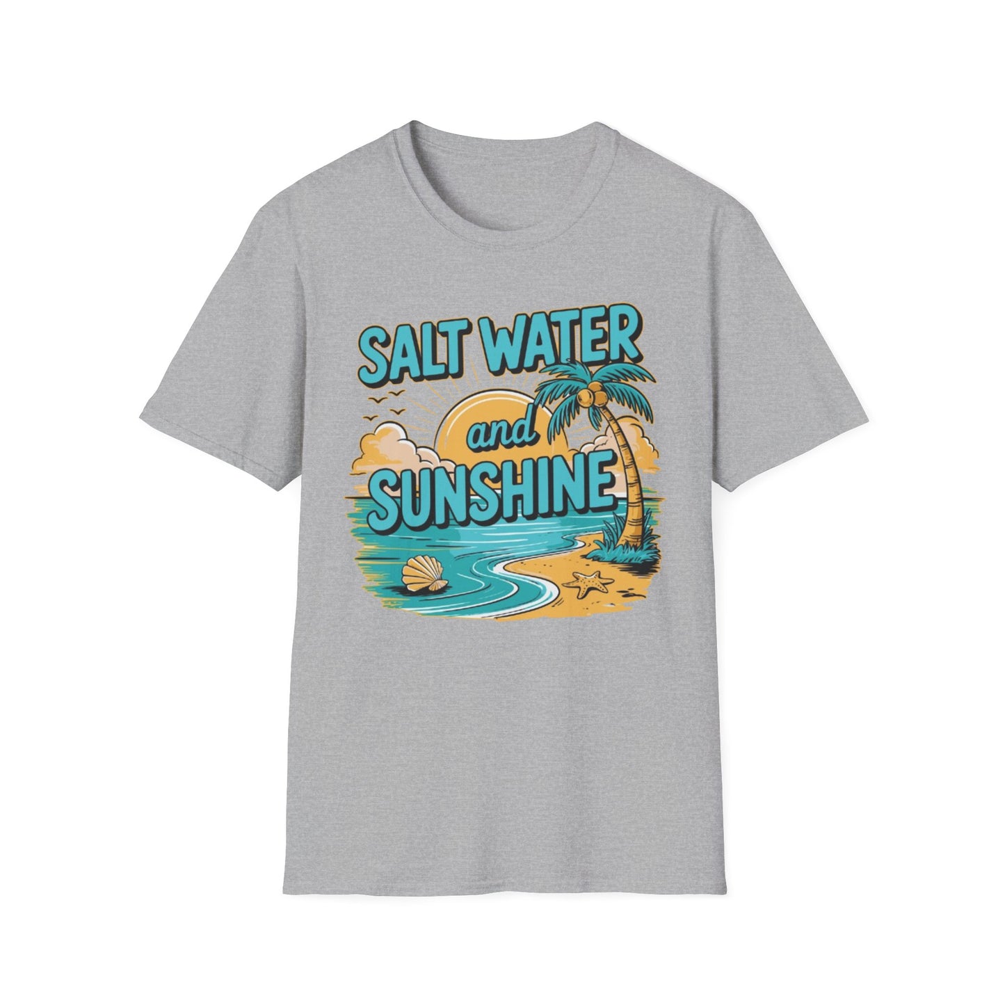 Summer-Salt Water And Sunshine T-Shirt Sport Grey Printify T-Shirt Rhythm & Drip Apparel
