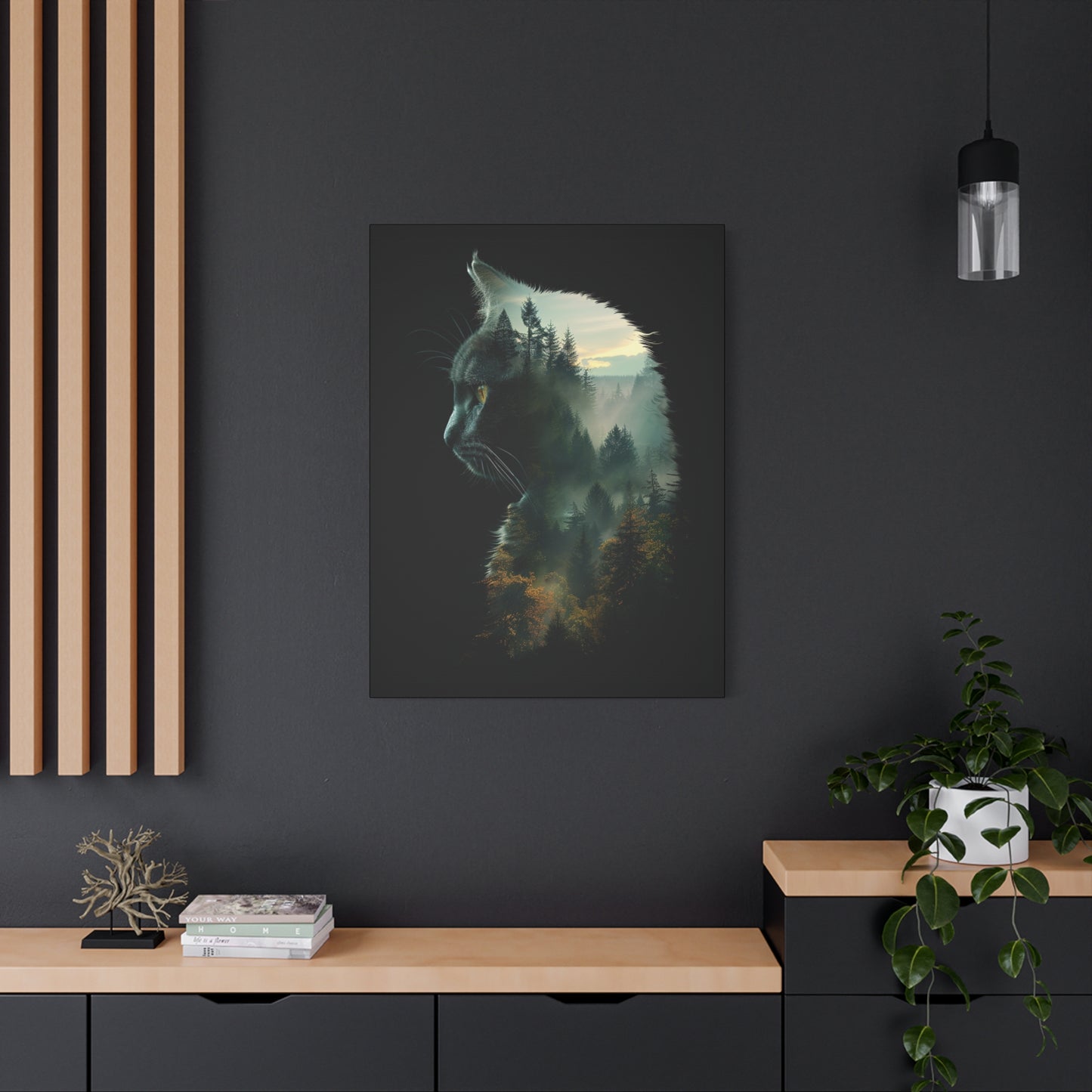 Cat- Forest Matte Canvas Wall Art | Feline Home Decor, Gift for Cat Lovers, Nature Art Print, Unique Wall Decor, Cat-Themed Gift Rhythm & Drip Canvas Rhythm & Drip Apparel