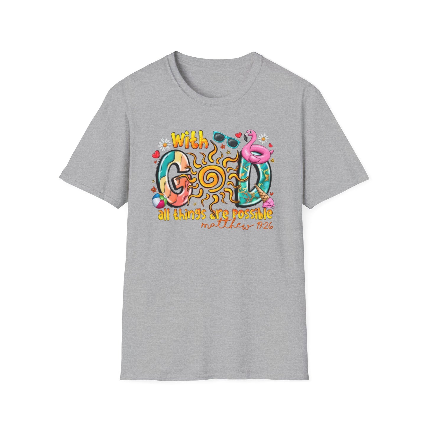 With God, All Things Are Possible T-Shirt Sport Grey Printify T-Shirt Rhythm & Drip Apparel