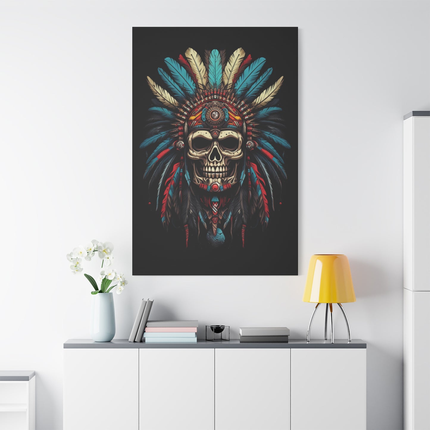 Skull- Bohemian Skull Canvas Art Print, Stretched Wall Decor, Unique Skull Artwork, Home Office Decoration, Ideal Gift for Art Lovers Rhythm & Drip Canvas Rhythm & Drip Apparel