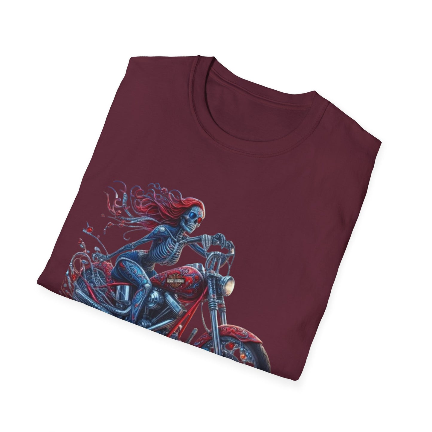 Woman Skeleton Biker T-Shirt Printify T-Shirt Rhythm & Drip Apparel