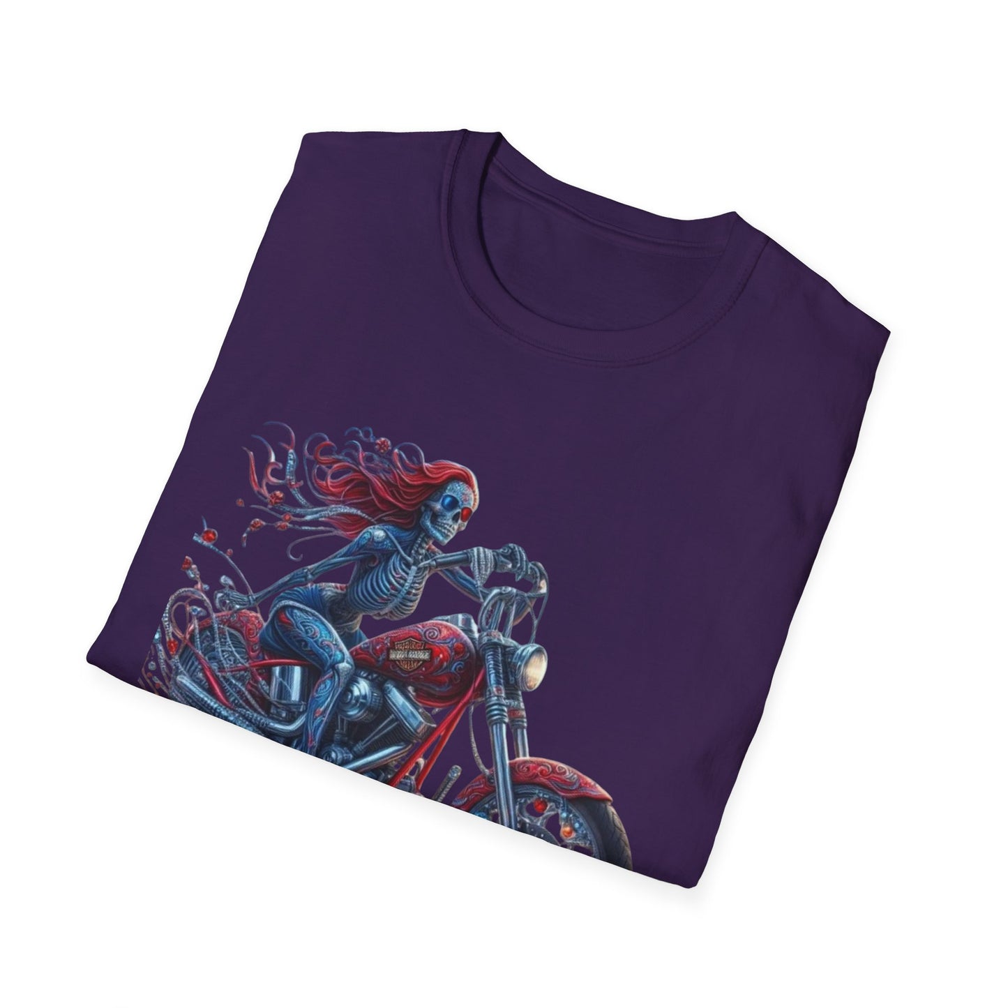 Woman Skeleton Biker T-Shirt Printify T-Shirt Rhythm & Drip Apparel