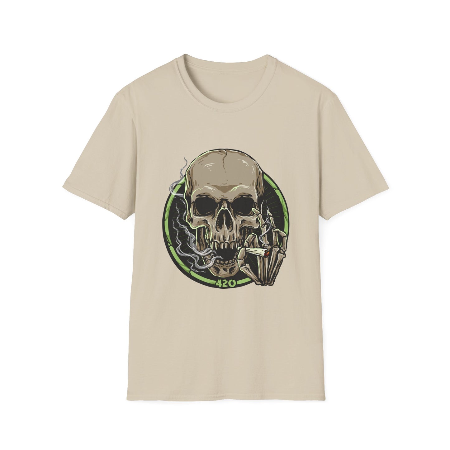 420 Skull Design T-Shirt Sand Printify T-Shirt Rhythm & Drip Apparel
