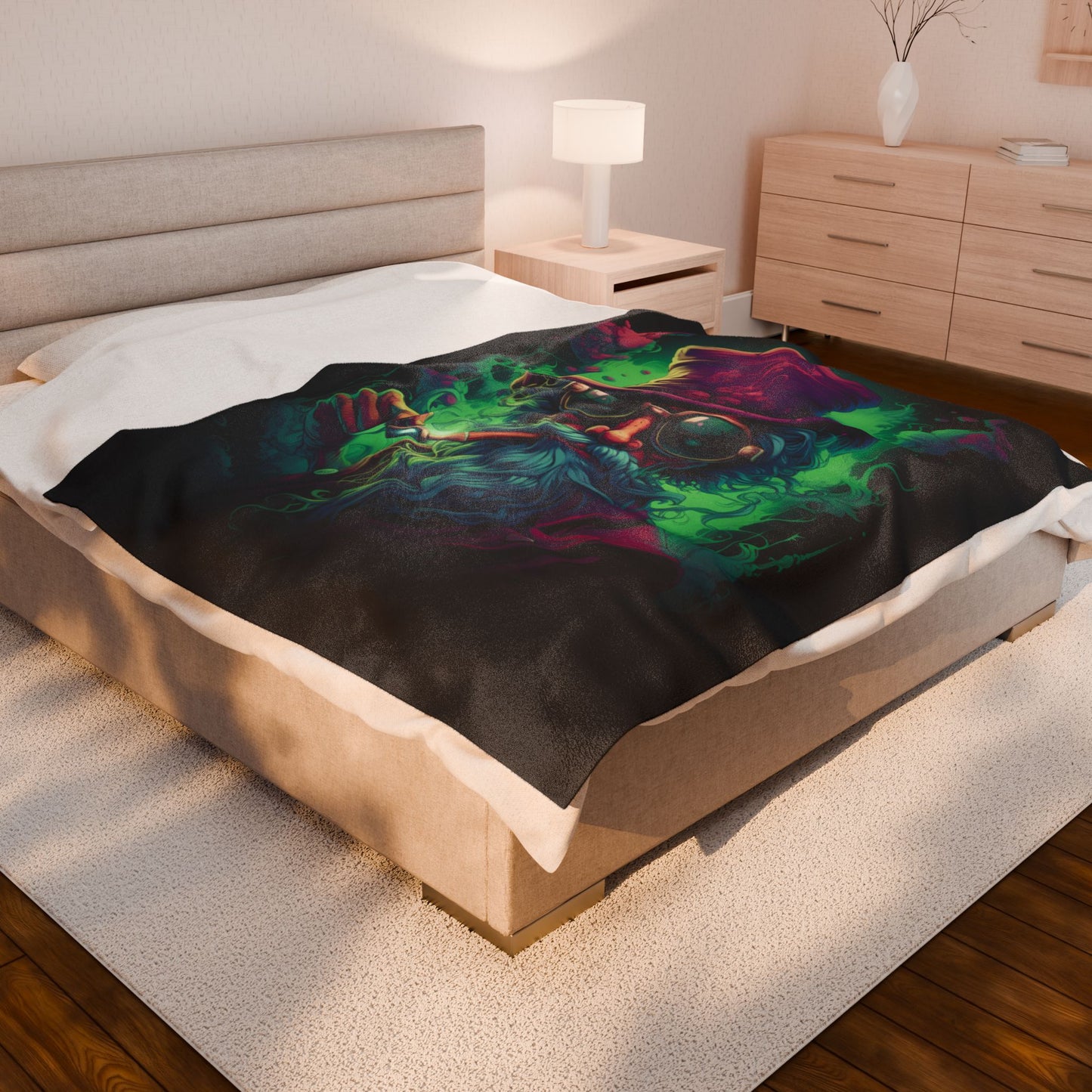Wizard- Whimsical Wizard Plush Blanket - Cozy Home Decor, Gift for Sci-Fi Fans, Magical Themed Room, Art Lovers' Throw, Perfect for all Occasions Rhythm & Drip All Over Prints Rhythm & Drip Apparel