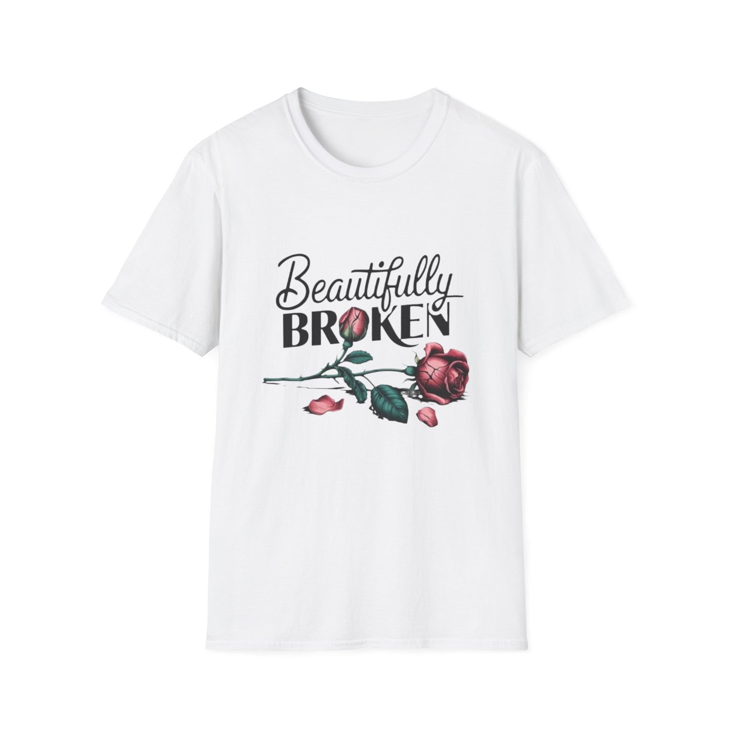 Beautifully Broken T-Shirt White Printify T-Shirt Rhythm & Drip Apparel