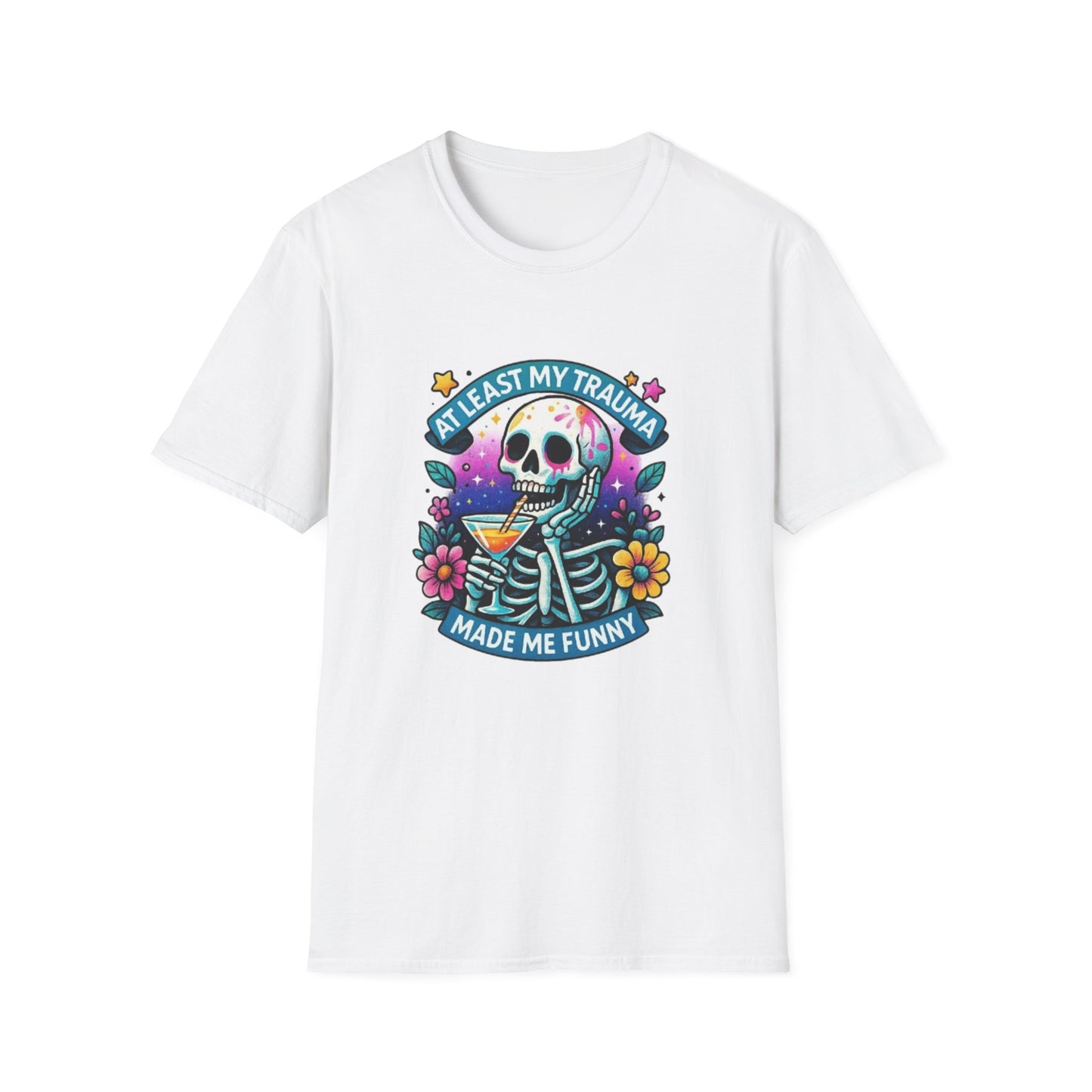 At Least My Trauma Made Me Funny T-Shirt White Printify T-Shirt Rhythm & Drip Apparel
