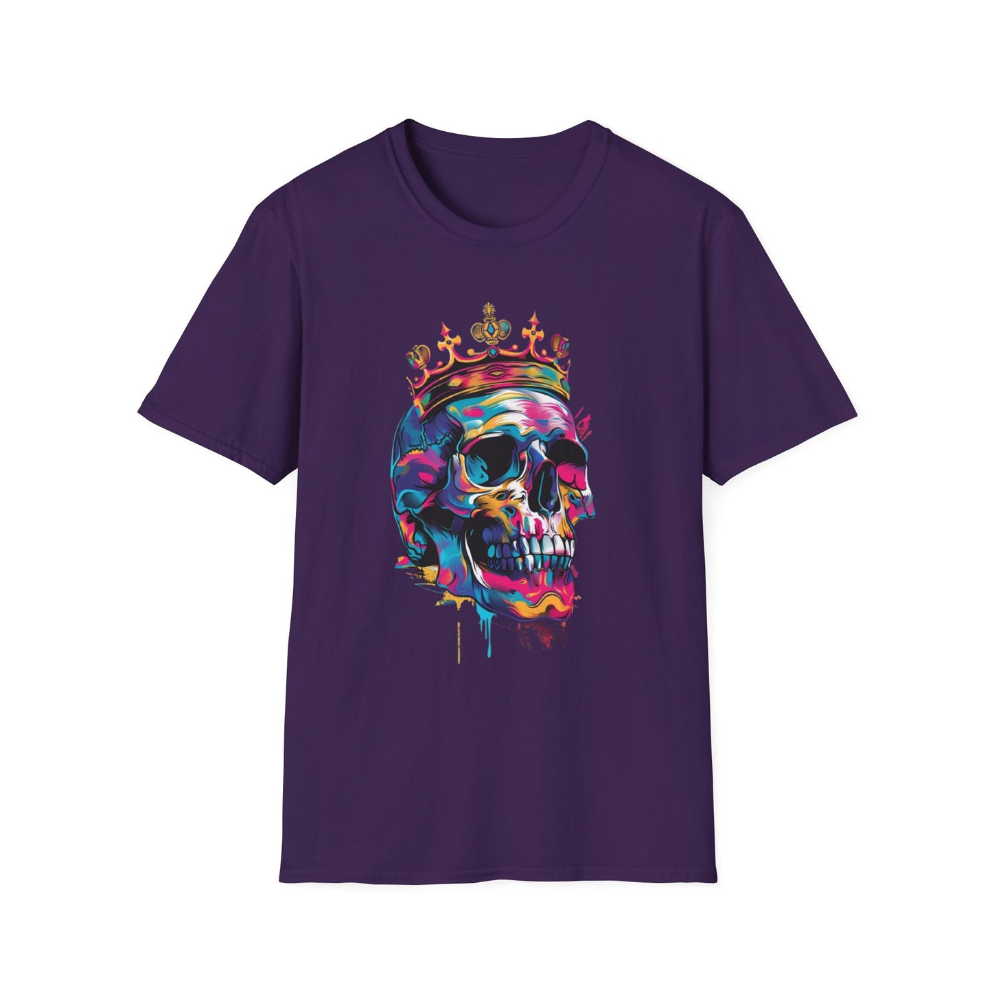 Vibrant Skull Crown T-Shirt Purple Printify T-Shirt Rhythm & Drip Apparel