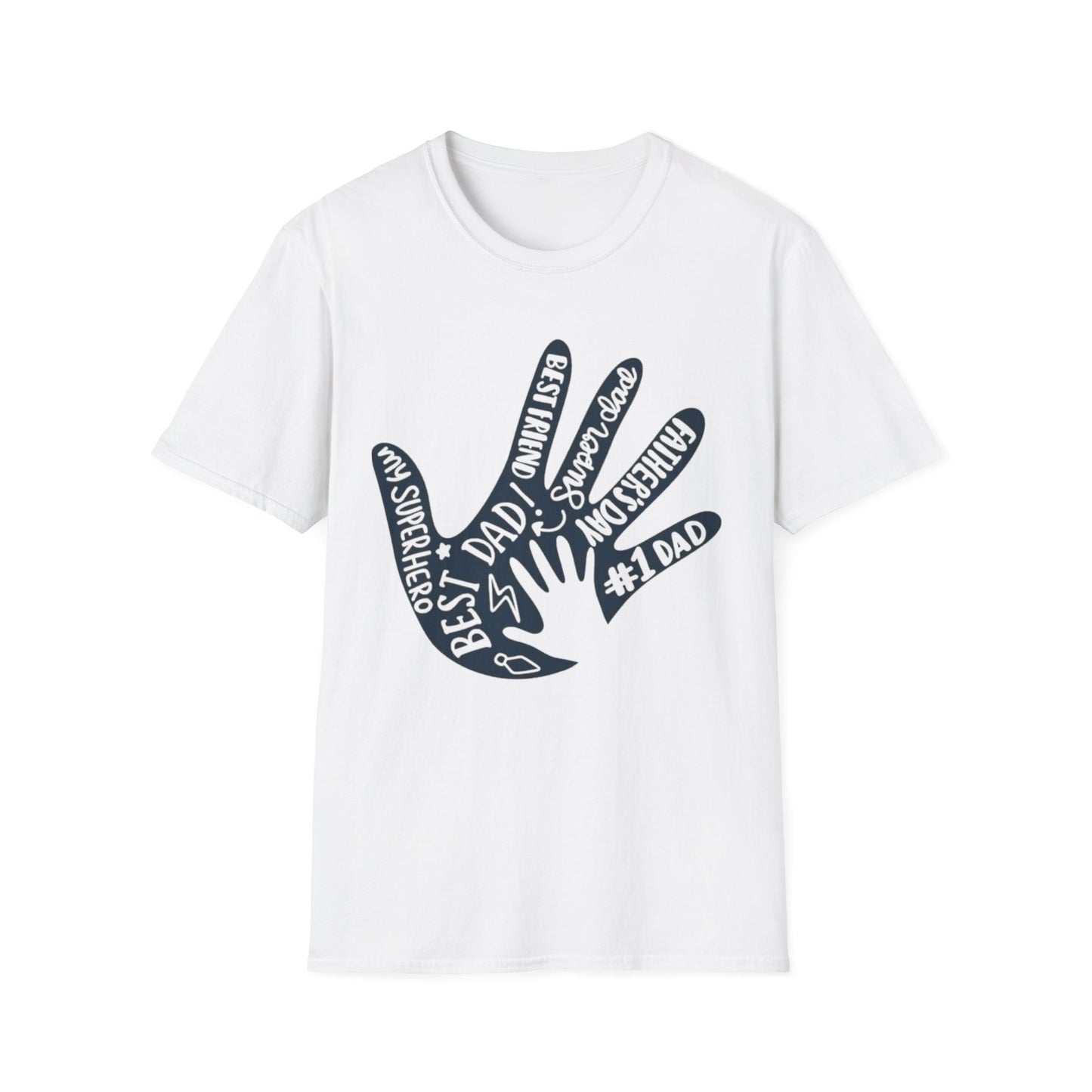 Best Dad Handprint T-Shirt White Printify T-Shirt Rhythm & Drip Apparel