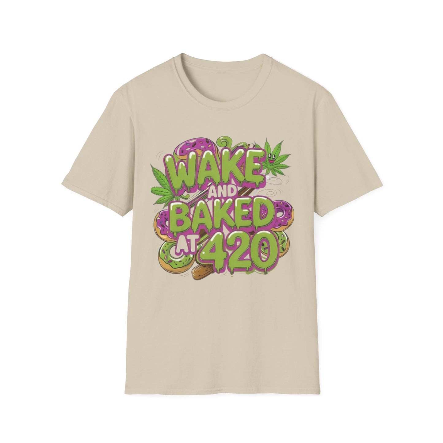 Wake and Baked Unisex T-Shirt Sand Printify T-Shirt Rhythm & Drip Apparel