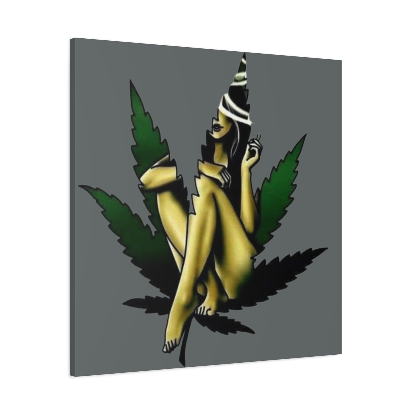 420- Artistic Cannabis Wall Canvas, Stretched Wall Art, Home Decor, Unique Gift, Bohemian Vibe, Chill Atmosphere Rhythm & Drip Canvas Rhythm & Drip Apparel