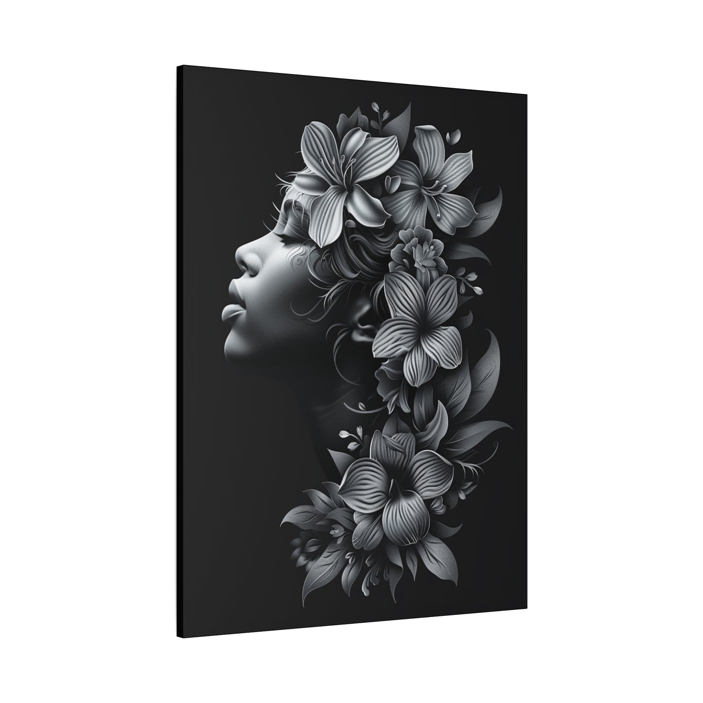 Woman- Bold Afro Woman Canvas Art, Black Art Print, Floral Wall Decor, Modern Home Decor, African American Artwork Printify Canvas Rhythm & Drip Apparel