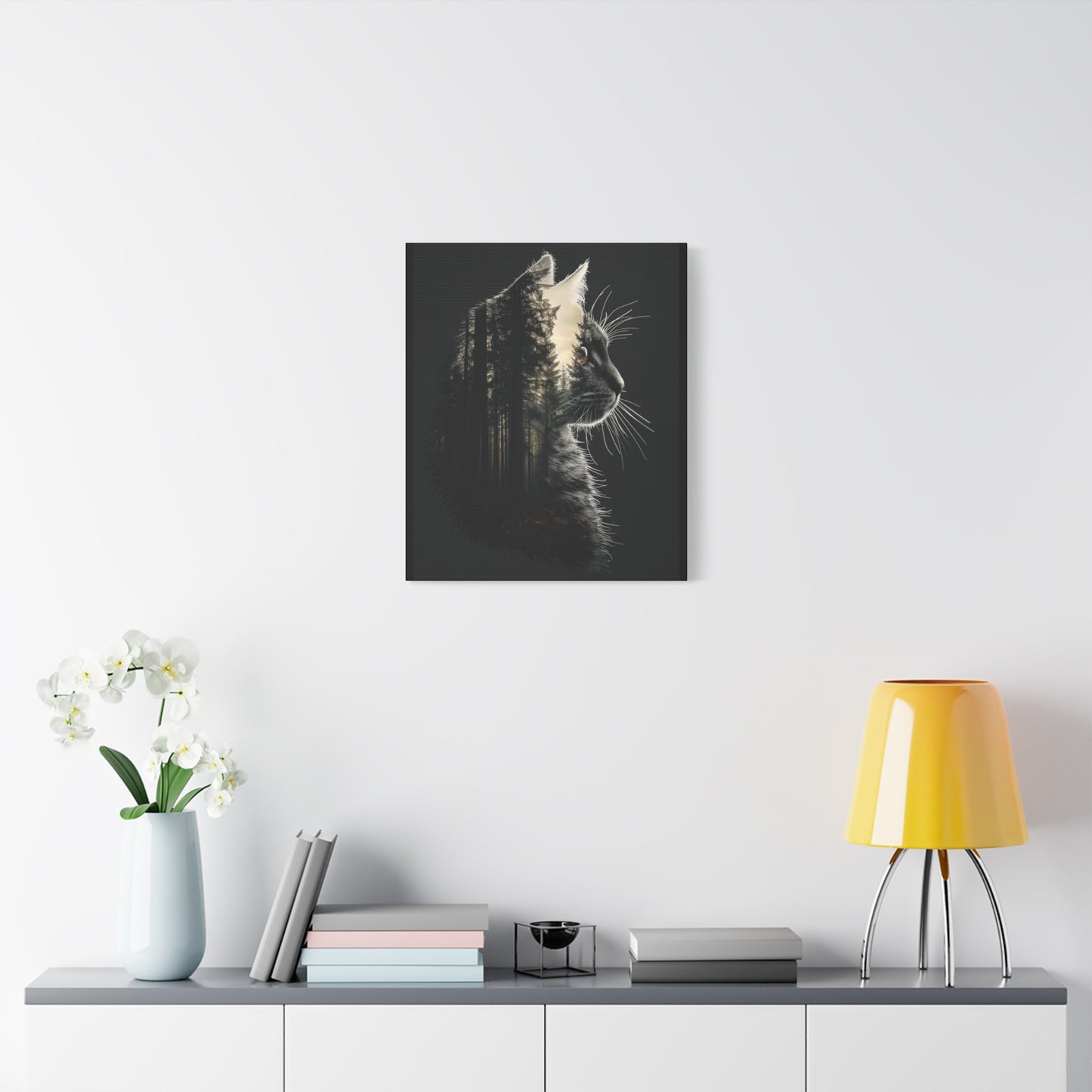 Cat- Black Cat Forest Canvas Art, Cat Lover Decor, Unique Wall Artwork, Modern Home Decoration, Gift for Animal Lovers, Nature-Inspired Art Rhythm & Drip Canvas Rhythm & Drip Apparel