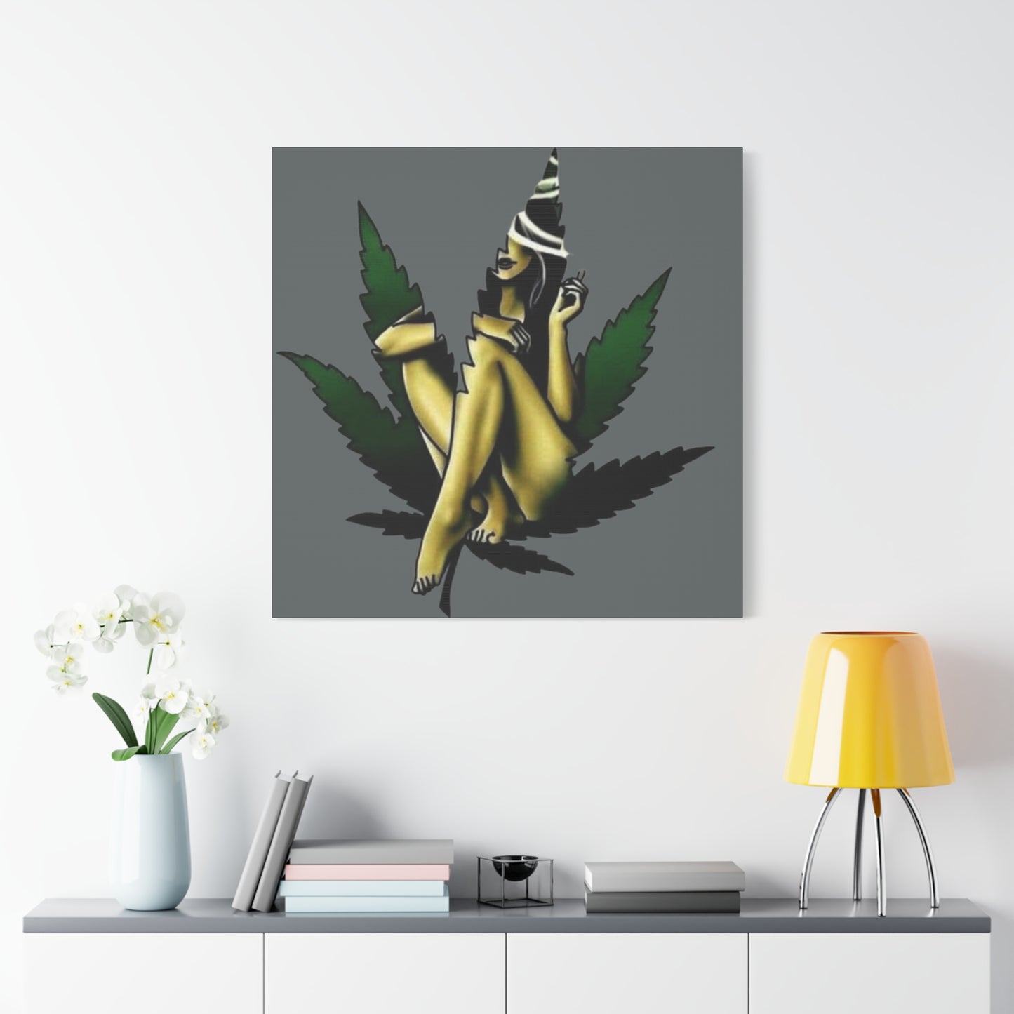 420- Artistic Cannabis Wall Canvas, Stretched Wall Art, Home Decor, Unique Gift, Bohemian Vibe, Chill Atmosphere Rhythm & Drip Canvas Rhythm & Drip Apparel