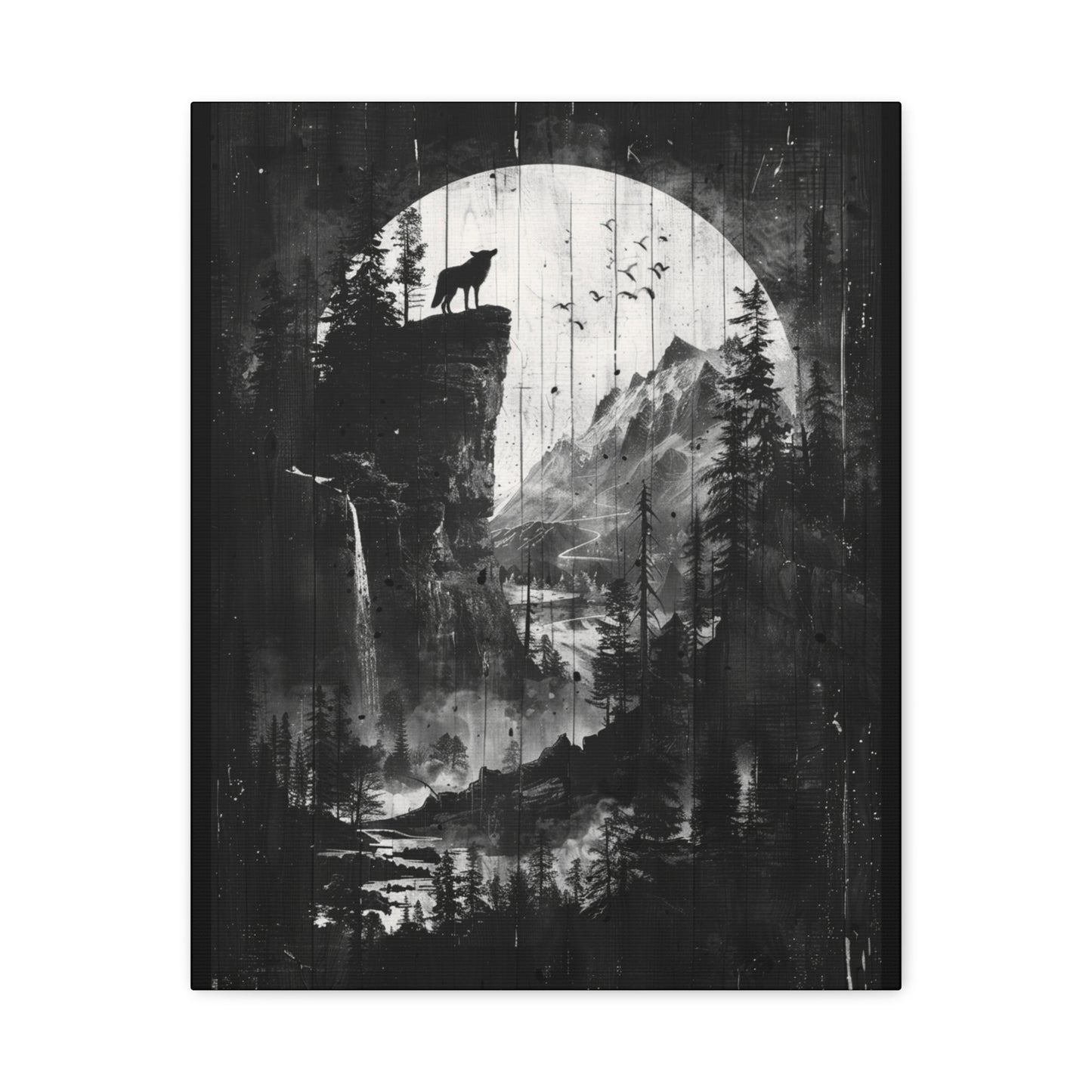 Wolf- Artistic Wolf Wall Art, Canvas Print, Nature Decor, Home Aesthetic, Unique Gift, Wall Decor, Modern Art 16" x 20" (Vertical) 1.25" Rhythm & Drip Canvas Rhythm & Drip Apparel