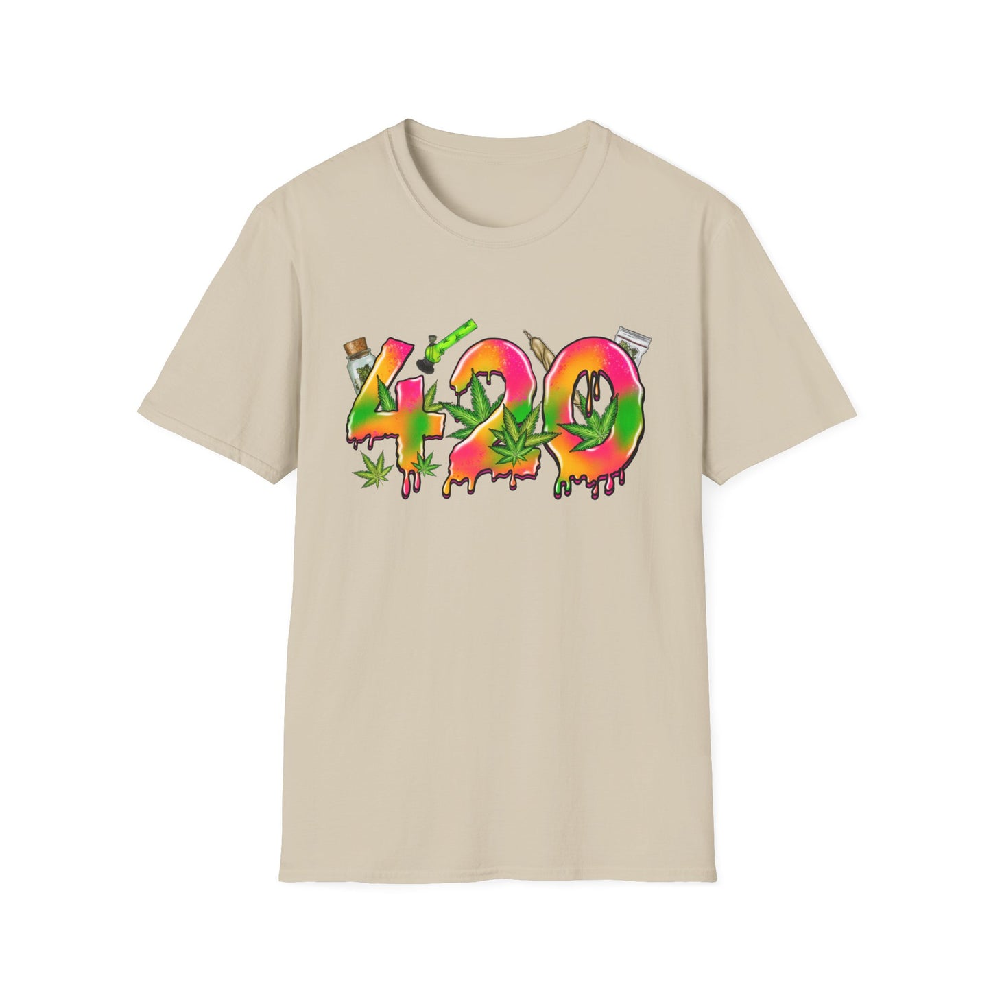 420 Graffiti T-Shirt Sand Printify T-Shirt Rhythm & Drip Apparel