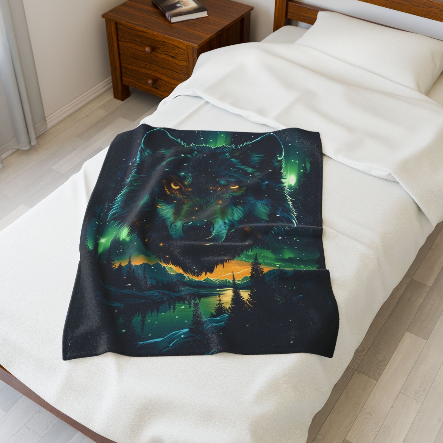 Wolf- Majestic Wolf Velveteen Plush Blanket | Cozy Home Decor, Perfect Gift for Animal Lovers, Camping, or Winter Printify All Over Prints Rhythm & Drip Apparel