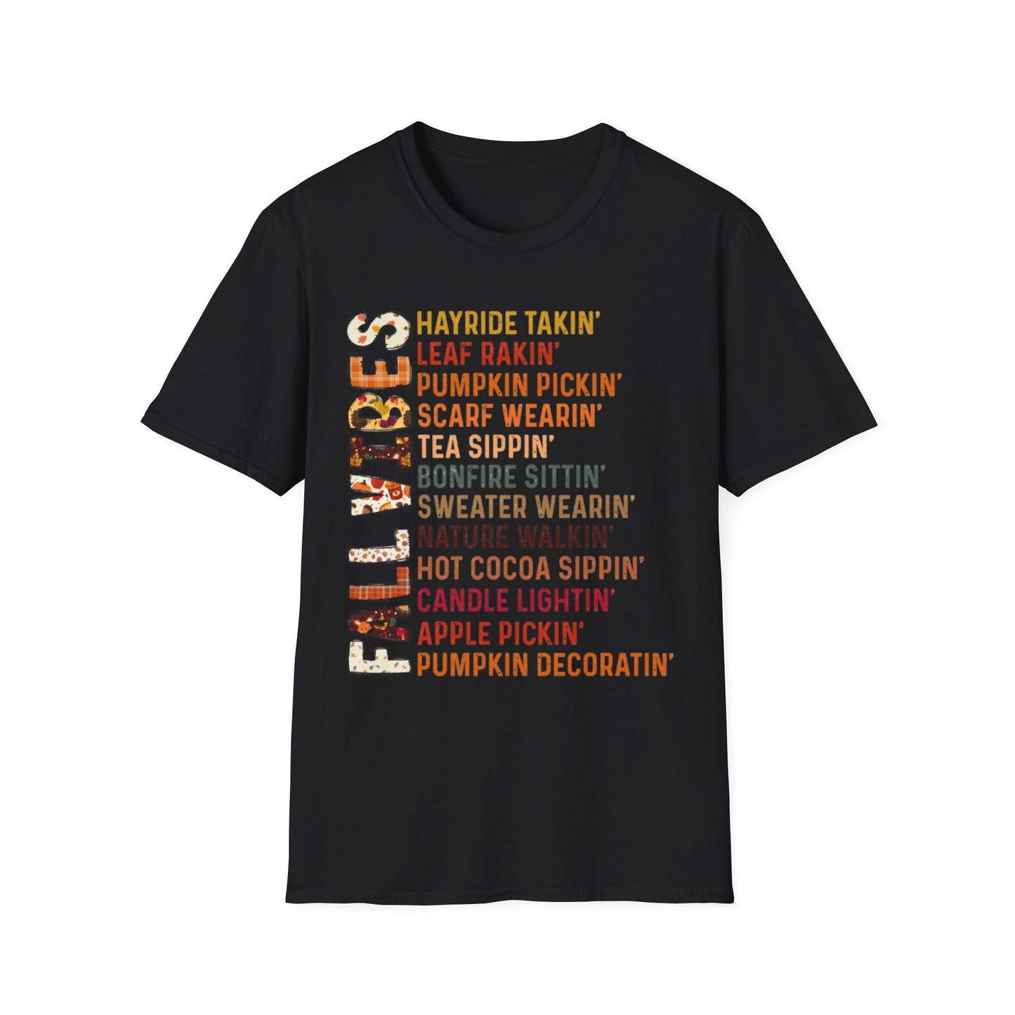 Fall- Fall Vibes T-Shirt Black Printify T-Shirt Rhythm & Drip Apparel