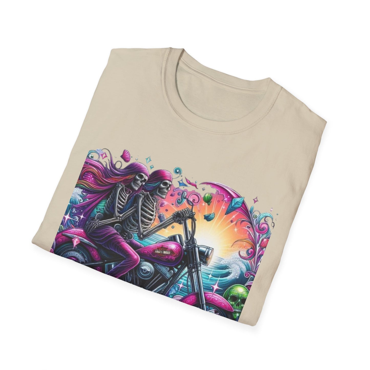 Woman & Man Skeleton Biker T-Shirt Printify T-Shirt Rhythm & Drip Apparel