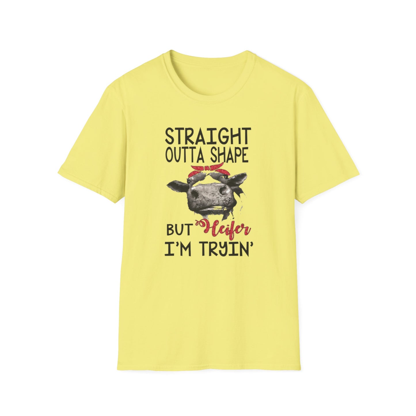 Straight Outta Shape But Im Tryin Cornsilk Printify T-Shirt Rhythm & Drip Apparel
