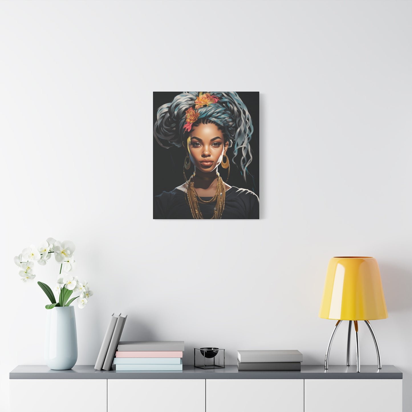 Woman- Bold Afro Woman Canvas Art, Black Art Print, Floral Wall Decor, Modern Home Decor, African American Artwork Rhythm & Drip Canvas Rhythm & Drip Apparel