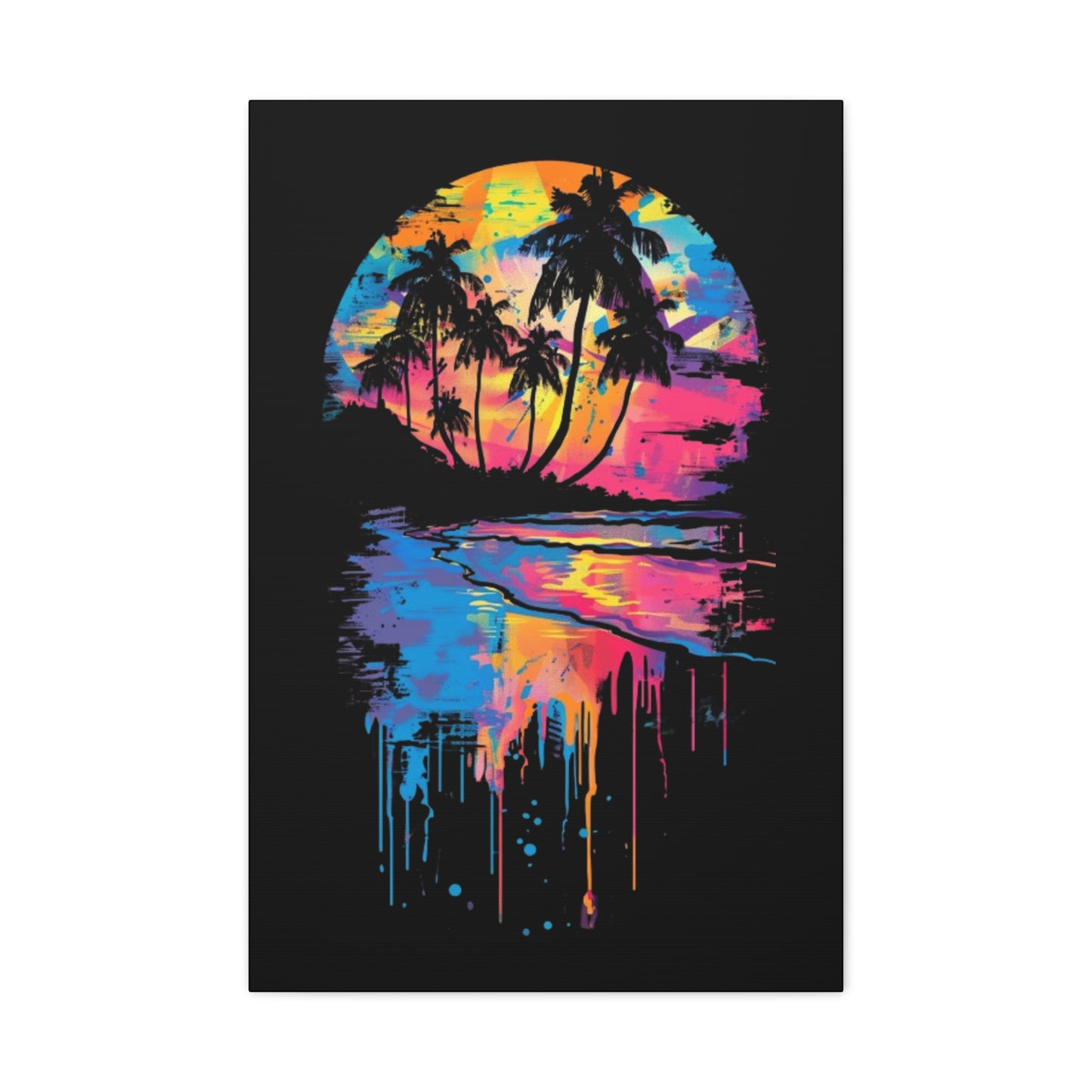 Beach- Vibrant Beach Sunset Canvas Art Print, Tropical Wall Decor, Home Aesthetic, Summer Vibes, Gift for Beach Lovers 20″ x 30″ (Vertical) 1.25" Printify Canvas Rhythm & Drip Apparel