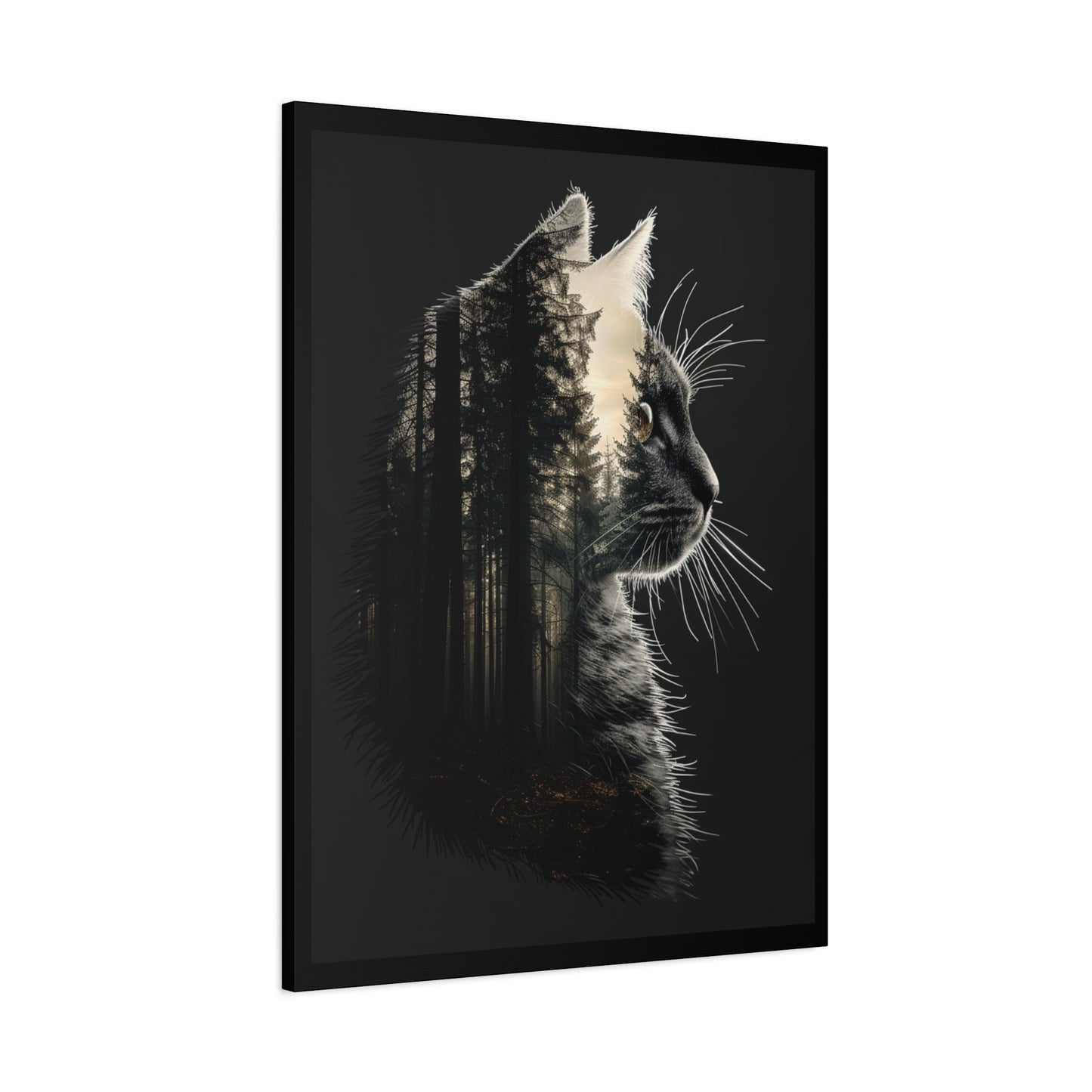 Cat- Black Cat Forest Canvas Art, Cat Lover Decor, Unique Wall Artwork, Modern Home Decoration, Gift for Animal Lovers, Nature-Inspired Art Rhythm & Drip Canvas Rhythm & Drip Apparel