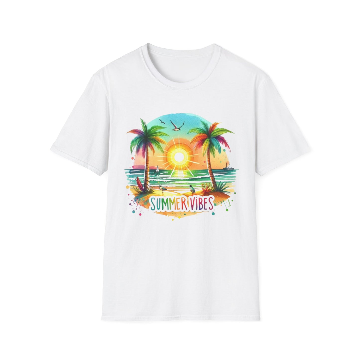 Summer- Vibrant Summer Vibes T-Shirt White Printify T-Shirt Rhythm & Drip Apparel