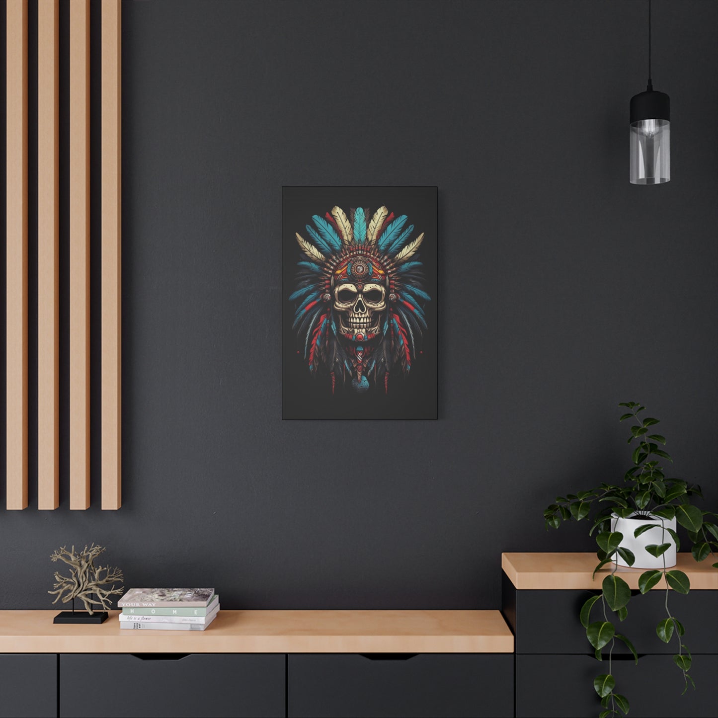 Skull- Bohemian Skull Canvas Art Print, Stretched Wall Decor, Unique Skull Artwork, Home Office Decoration, Ideal Gift for Art Lovers Rhythm & Drip Canvas Rhythm & Drip Apparel
