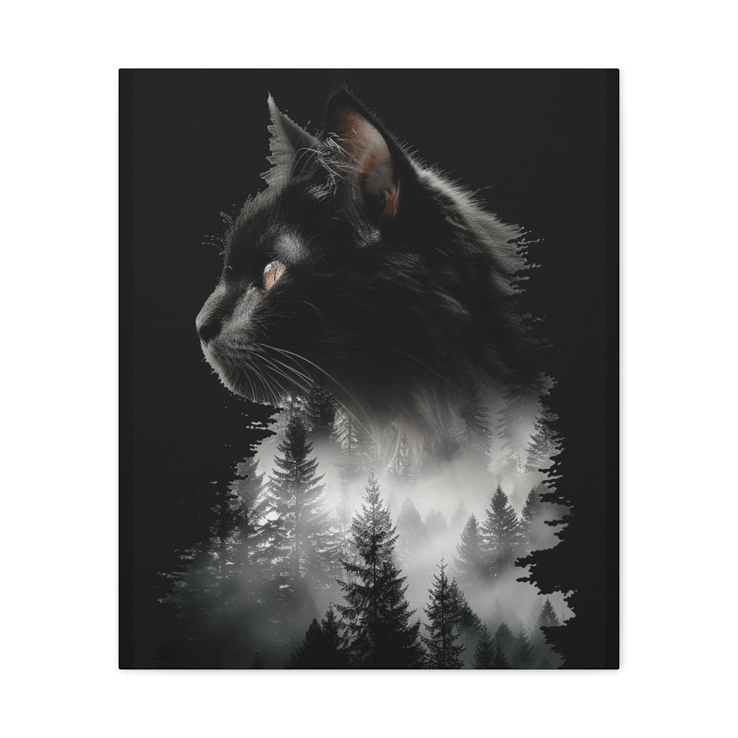 Cat- Mystical Cat Forest Canvas Print, Home Decor Art, Cat Lover Gift, Unique Wall Art, Pet Memorial 20" x 24" (Vertical) 1.25" Rhythm & Drip Canvas Rhythm & Drip Apparel