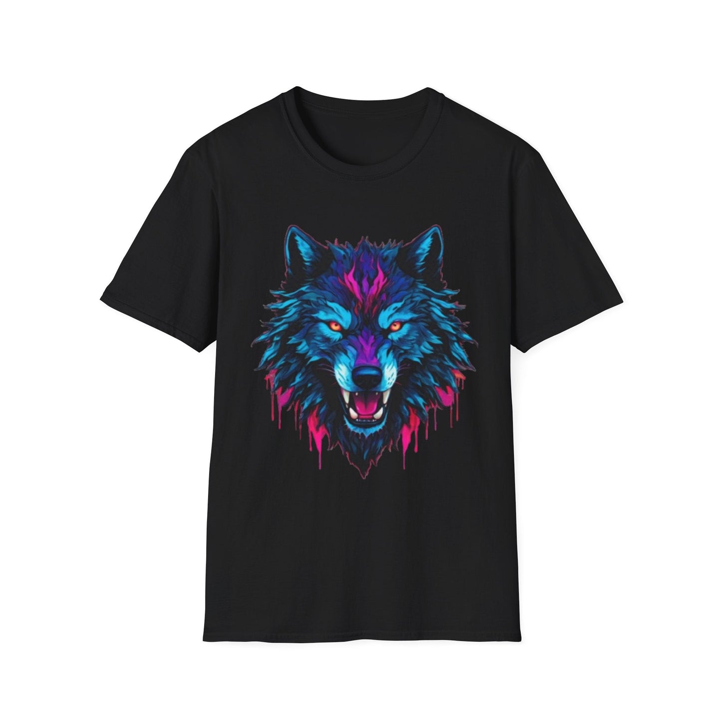 Vibrant Wolf Graphic T-Shirt Black Printify T-Shirt Rhythm & Drip Apparel