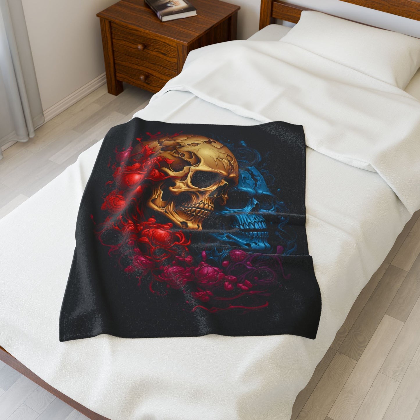 Skull- Gothic Skull Plush Blanket | Cozy Decor for Halloween, Gothic Home, Gifts, Wall Art, Throws Rhythm & Drip All Over Prints Rhythm & Drip Apparel