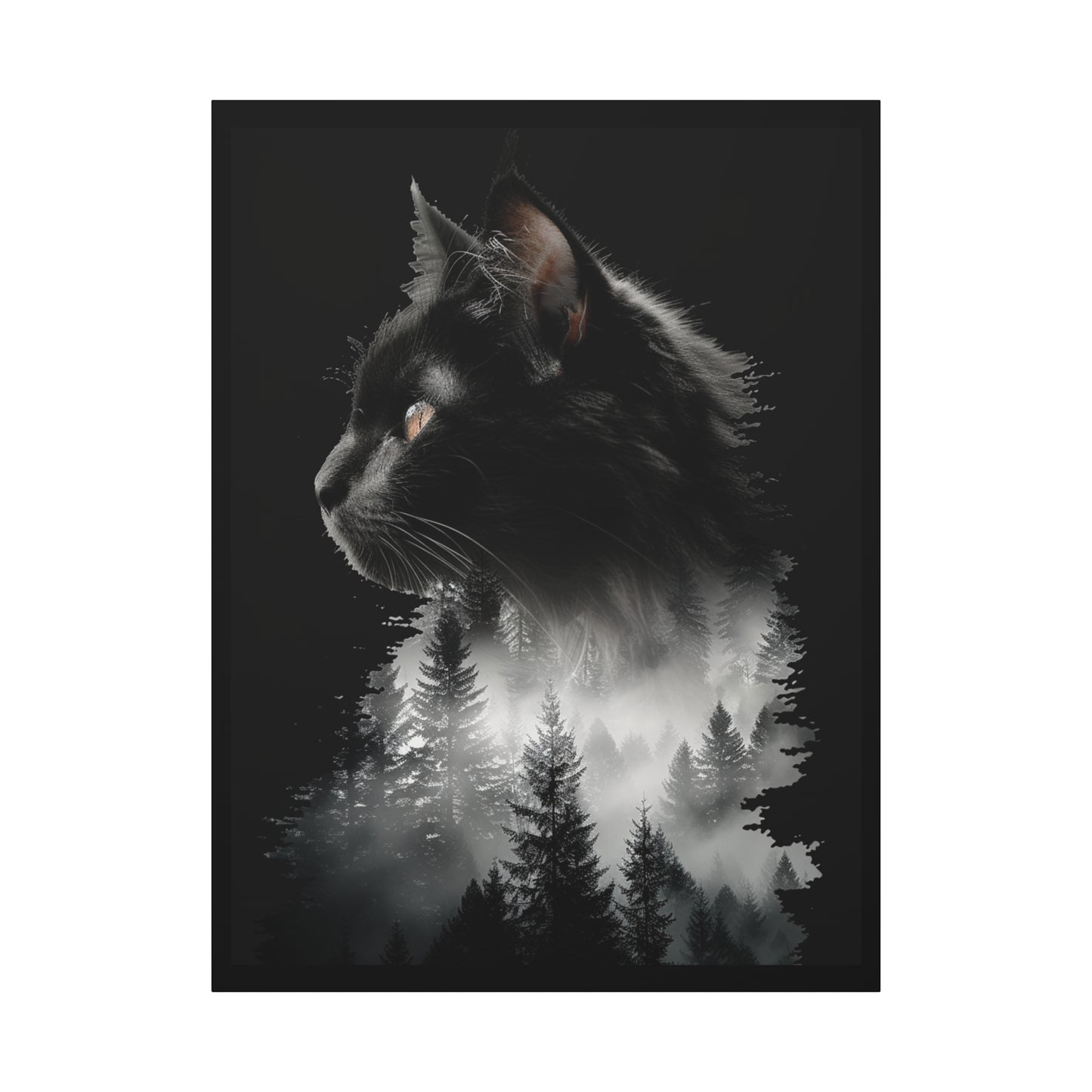 Cat- Mystical Cat Forest Canvas Print, Home Decor Art, Cat Lover Gift, Unique Wall Art, Pet Memorial 36" x 48" (Vertical) 1.25" Rhythm & Drip Canvas Rhythm & Drip Apparel