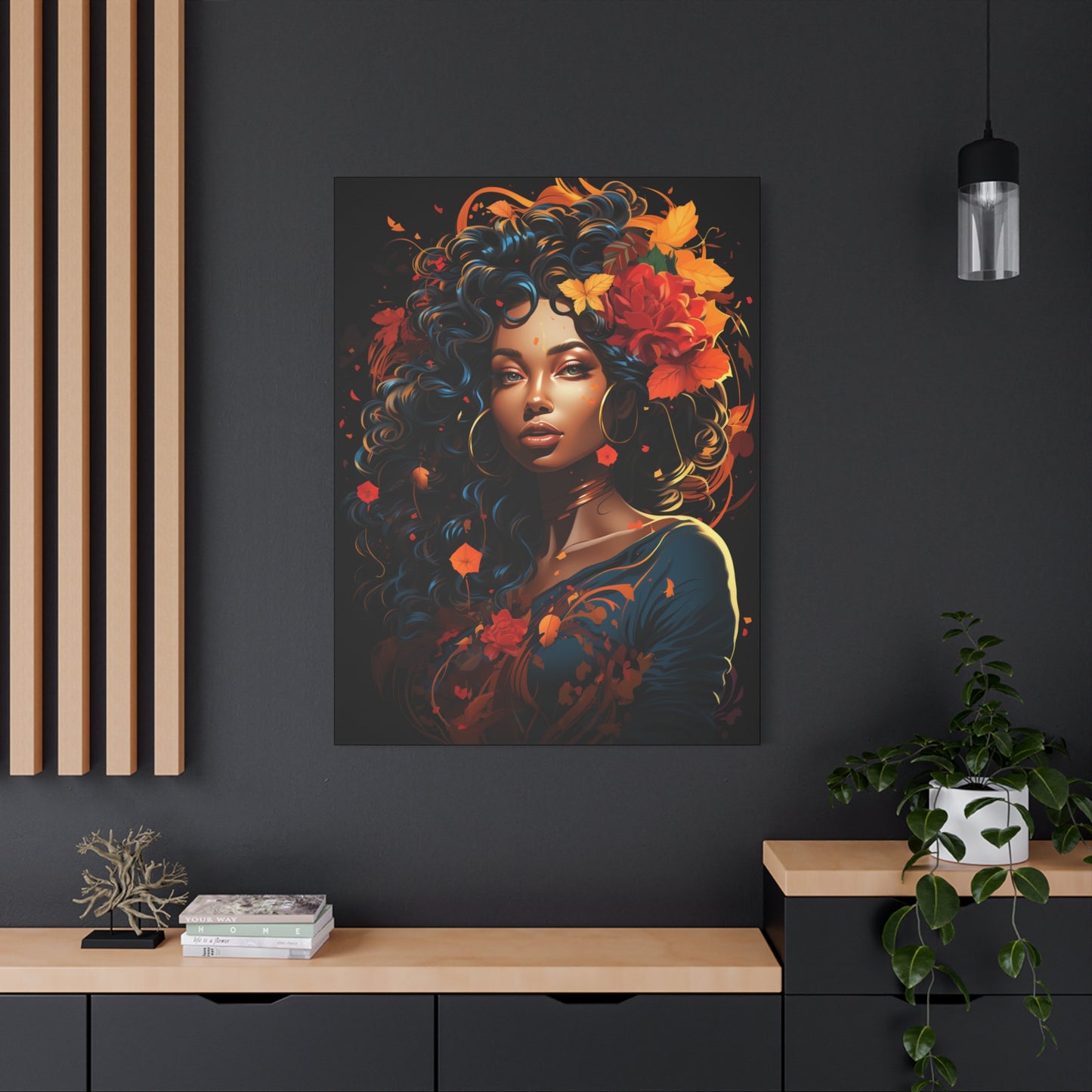 Woman- Bold Afro Woman Canvas Art, Black Art Print, Floral Wall Decor, Modern Home Decor, African American Artwork Rhythm & Drip Canvas Rhythm & Drip Apparel