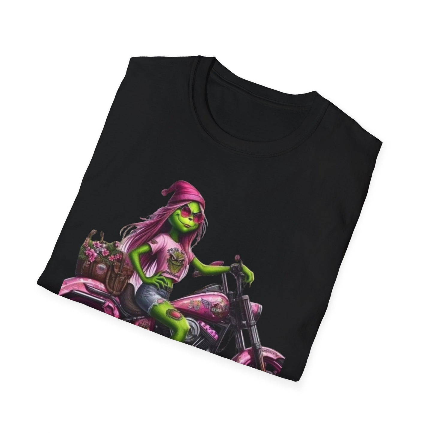 Woman Grinch Biker T-Shirt Printify T-Shirt Rhythm & Drip Apparel