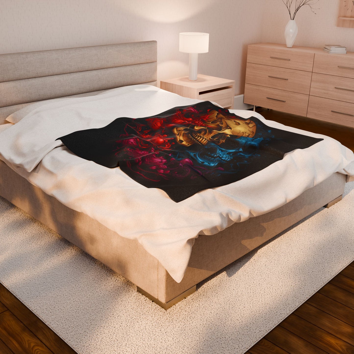 Skull- Gothic Skull Plush Blanket | Cozy Decor for Halloween, Gothic Home, Gifts, Wall Art, Throws Rhythm & Drip All Over Prints Rhythm & Drip Apparel