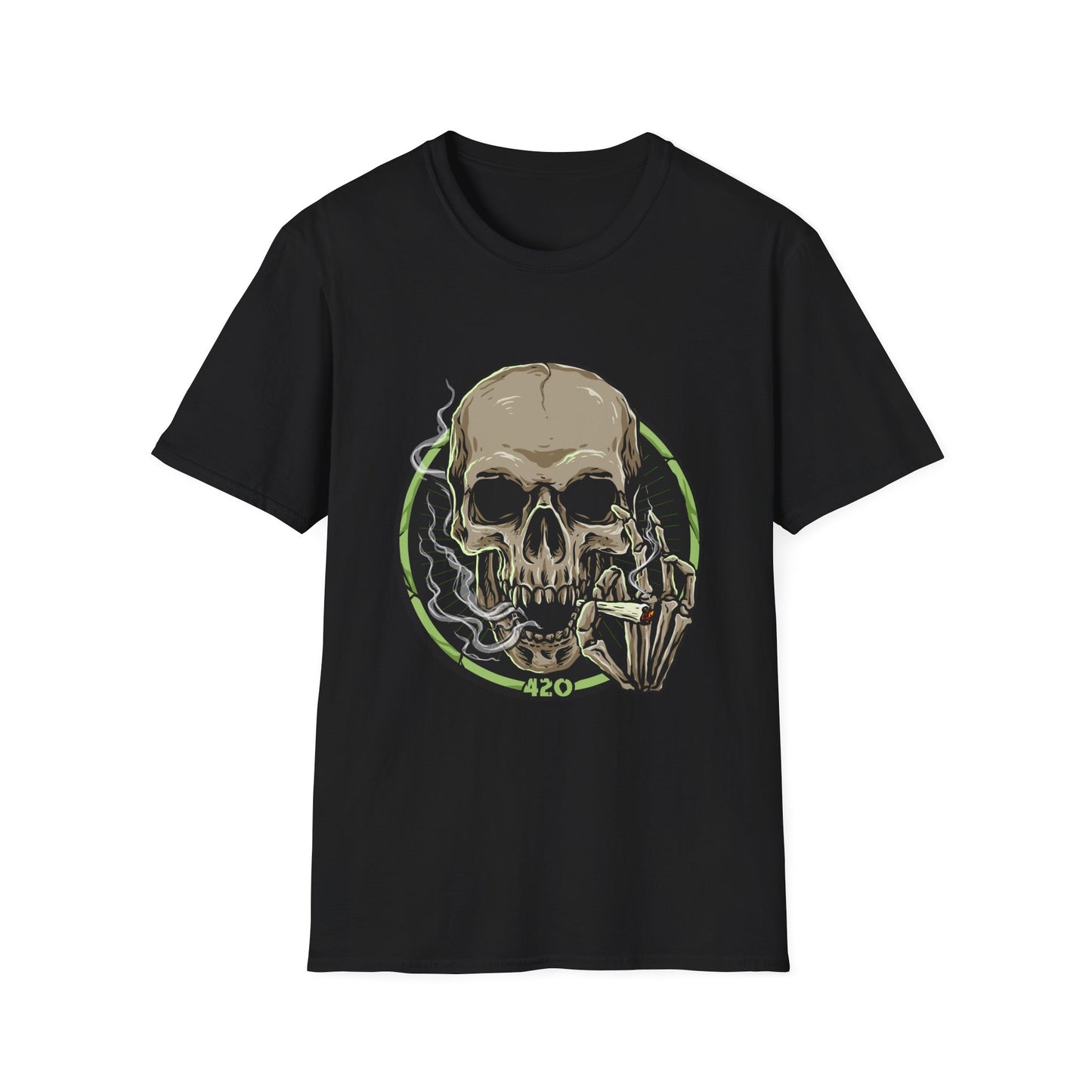 420 Skull Design T-Shirt Black Printify T-Shirt Rhythm & Drip Apparel