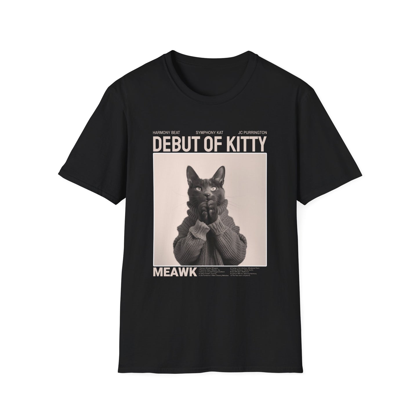 Music- Debut of Kitty T-Shirt Black Printify T-Shirt Rhythm & Drip Apparel