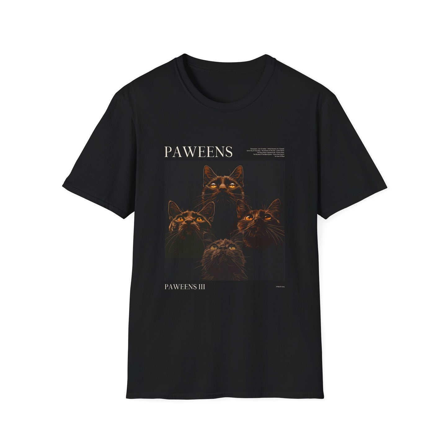 Music- Paweens T-Shirt Black Printify T-Shirt Rhythm & Drip Apparel