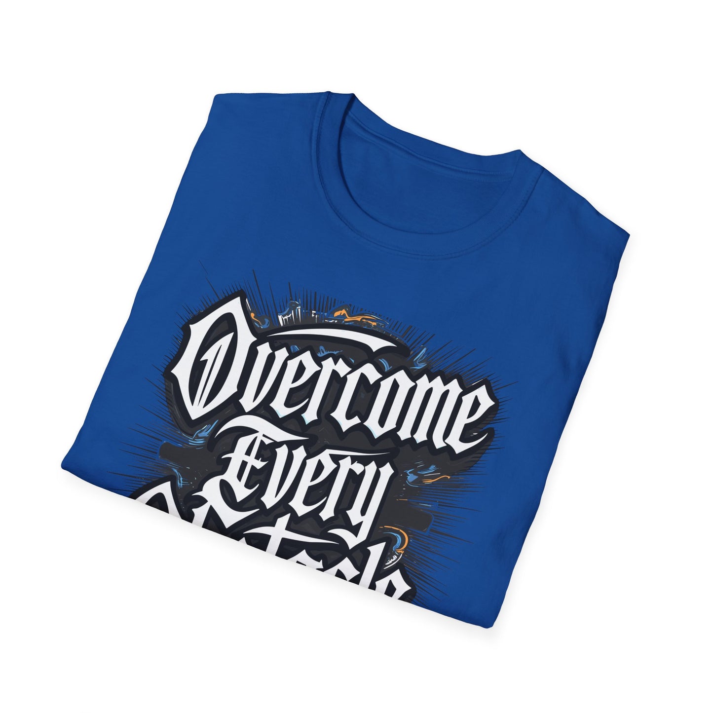 Inspirational Unisex Softstyle T-Shirt – "Overcome Every Obstacle"