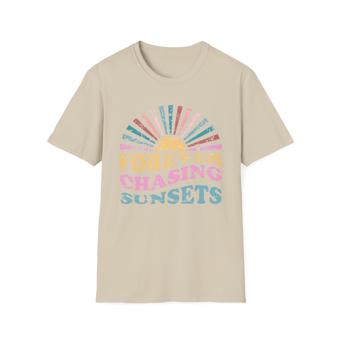 Summer- Forever Chasing Sunsets T-Shirt Sand Printify T-Shirt Rhythm & Drip Apparel