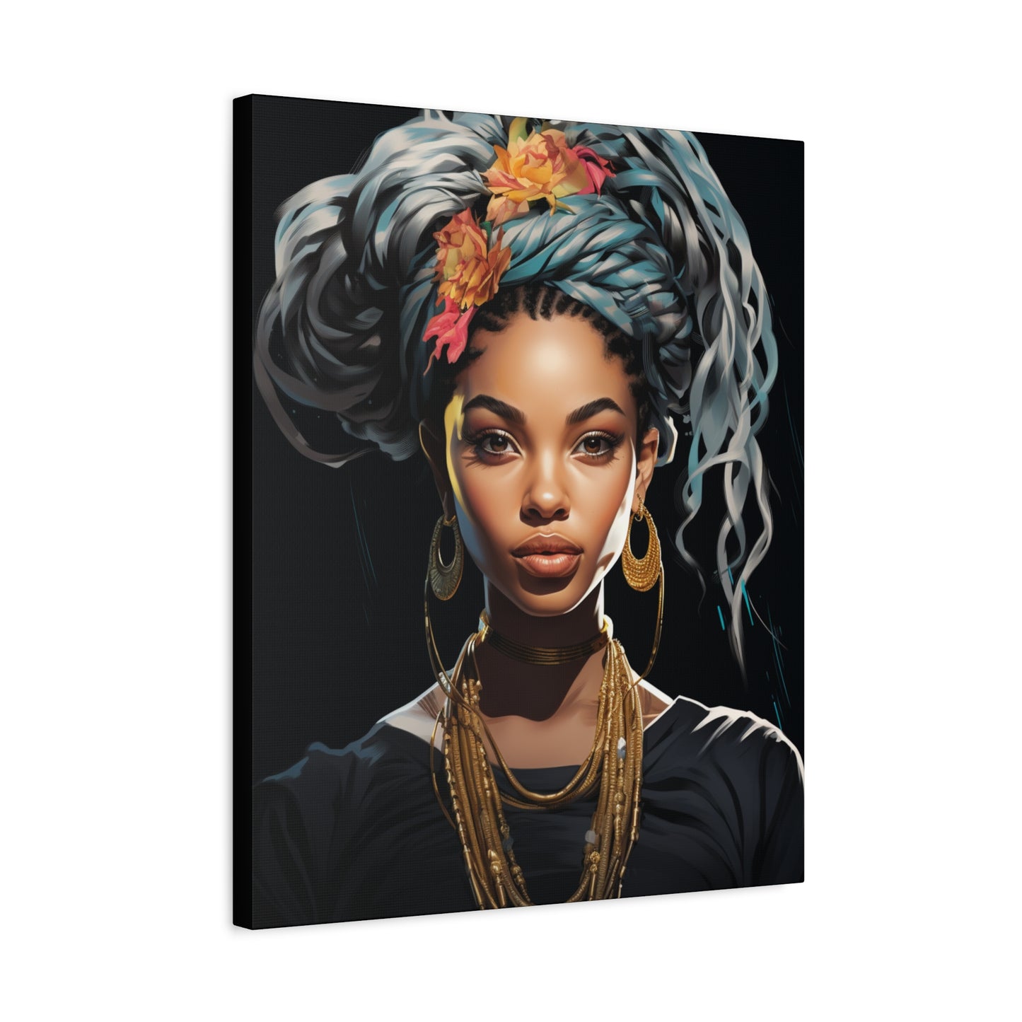 Woman- Bold Afro Woman Canvas Art, Black Art Print, Floral Wall Decor, Modern Home Decor, African American Artwork Rhythm & Drip Canvas Rhythm & Drip Apparel