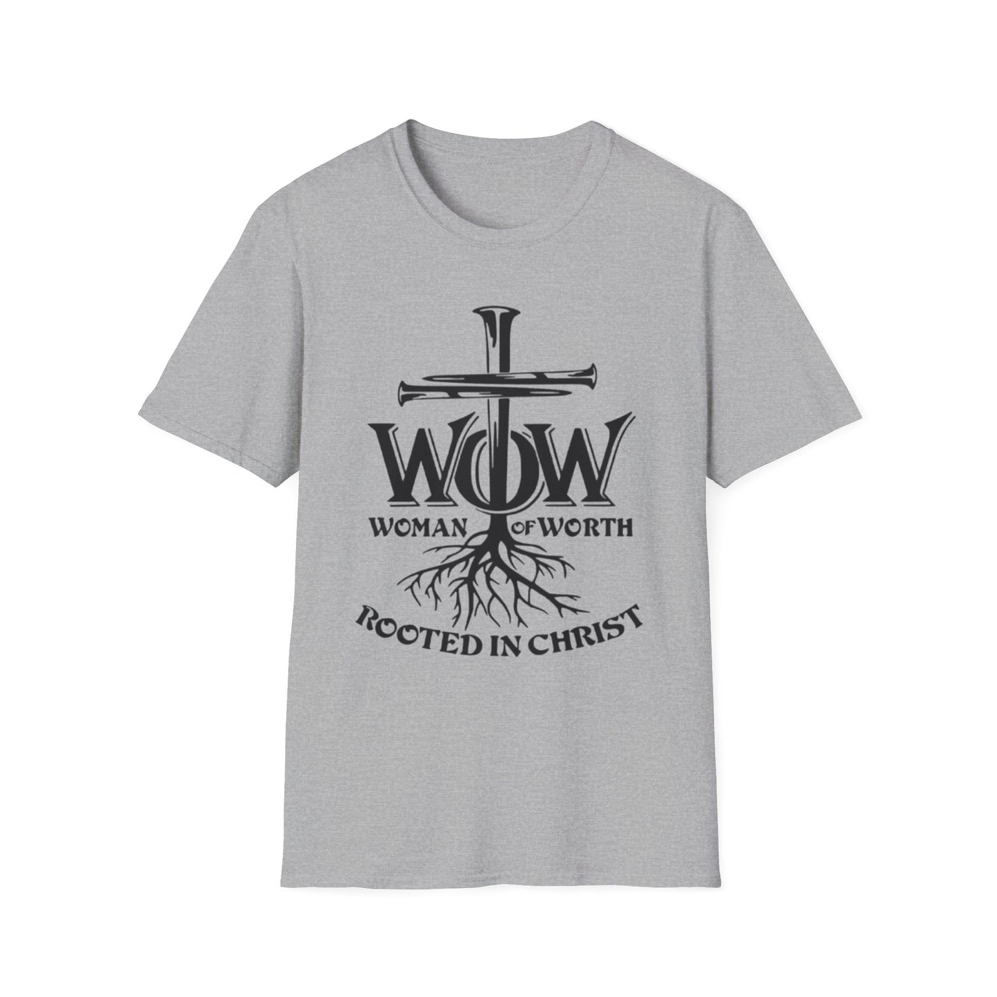 Woman of Worth, Rooted in Christ Sport Grey Printify T-Shirt Rhythm & Drip Apparel